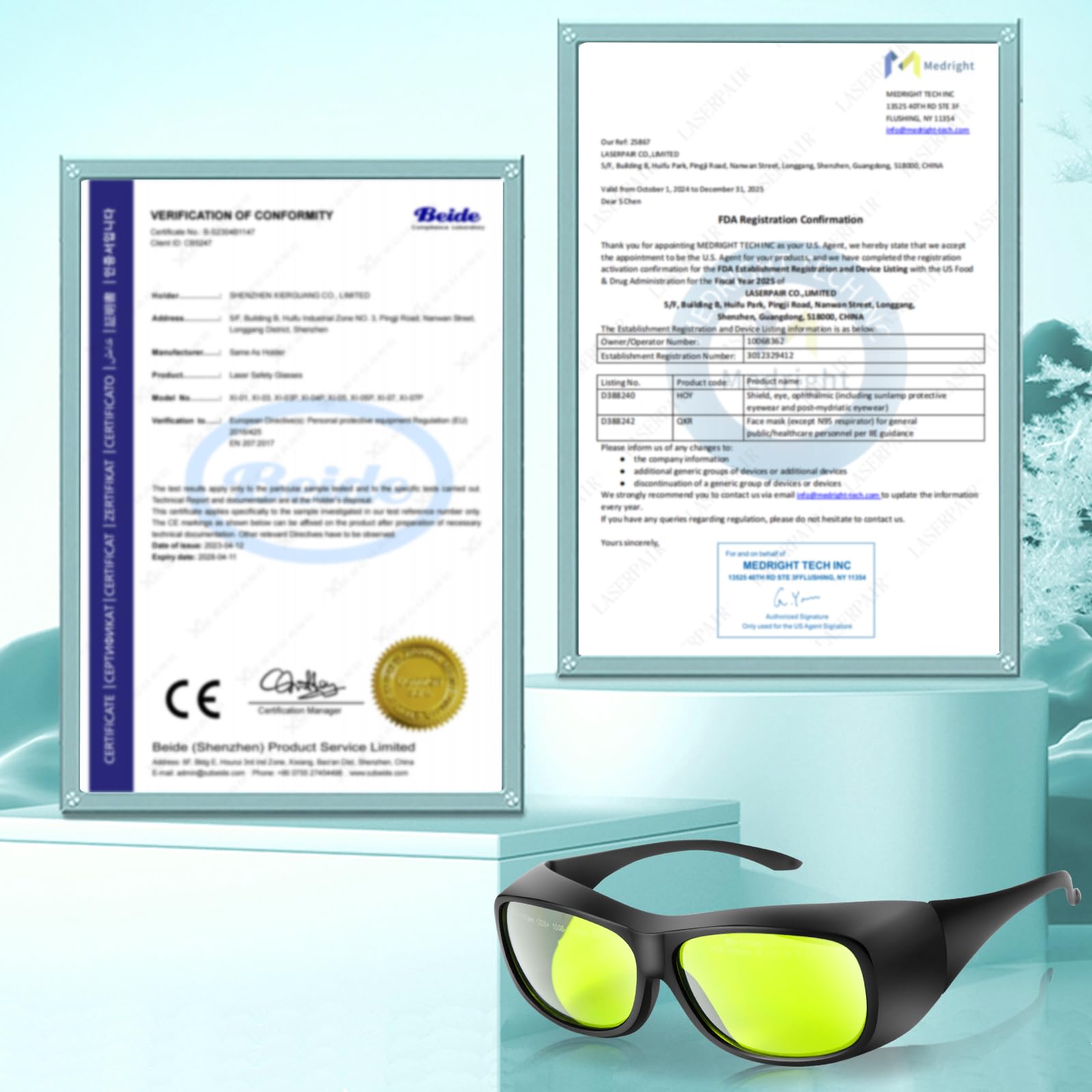 TRQWH Laser Safety Glasses OD7+ 800nm-1100nm Professional Laser Glasses Eye Protection Goggles with CE FDA for Laser Welding/Laser Cutting/Laser Cleaning/Laser Marking - Medaid International