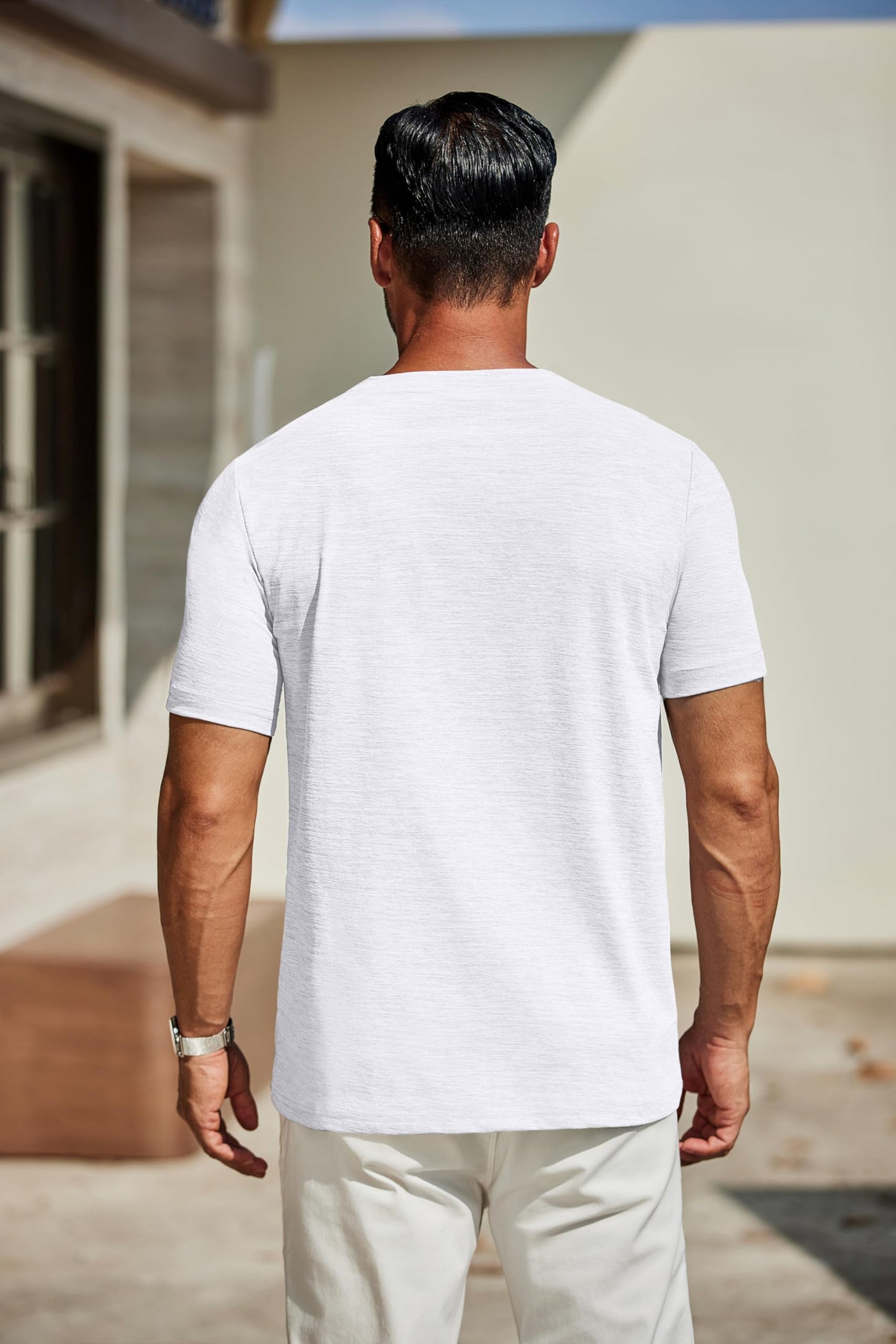 COOFANDY Men's T Shirts Short Sleeve Classic V Neck T-Shirt Casual Summer Basic Tee Shirt White - Medaid International