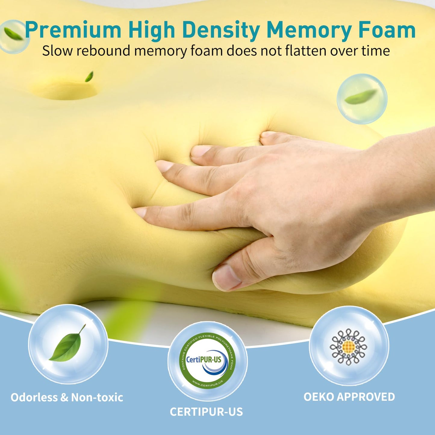 Cervical Neck Pillow for Pain Relief - Ergonomic Side Sleeper Pillow for Neck Support, Cooling Memory Foam Pillows for Sleeping, Contour Pillow Orthopedic Bed Pillow for Back Stomach Sleepers - Medaid International