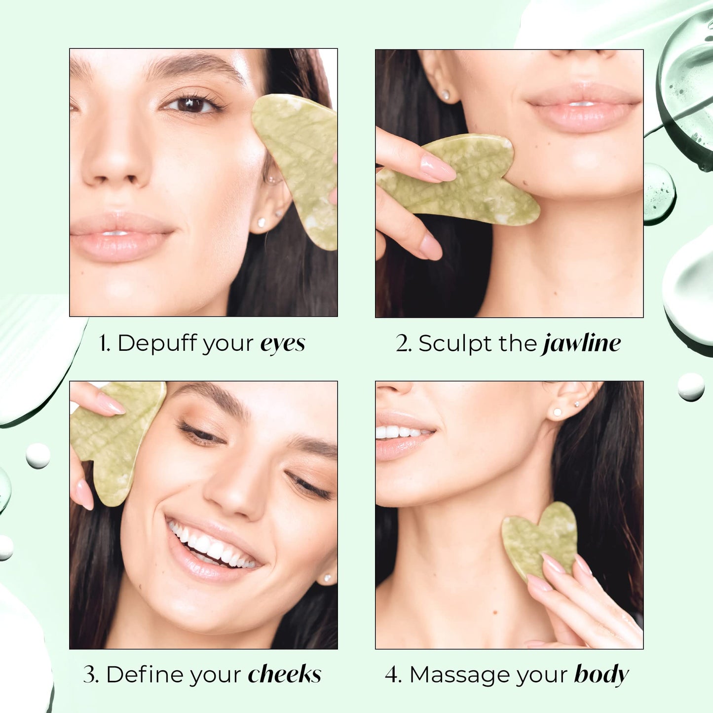 PLANTIFIQUE Gua Sha Facial Tools | Gifts | Massage Tool | Jawline Sculptor | Face Sculpting Tool for Your Skin Care Routine | Jade Guasha - Medaid International