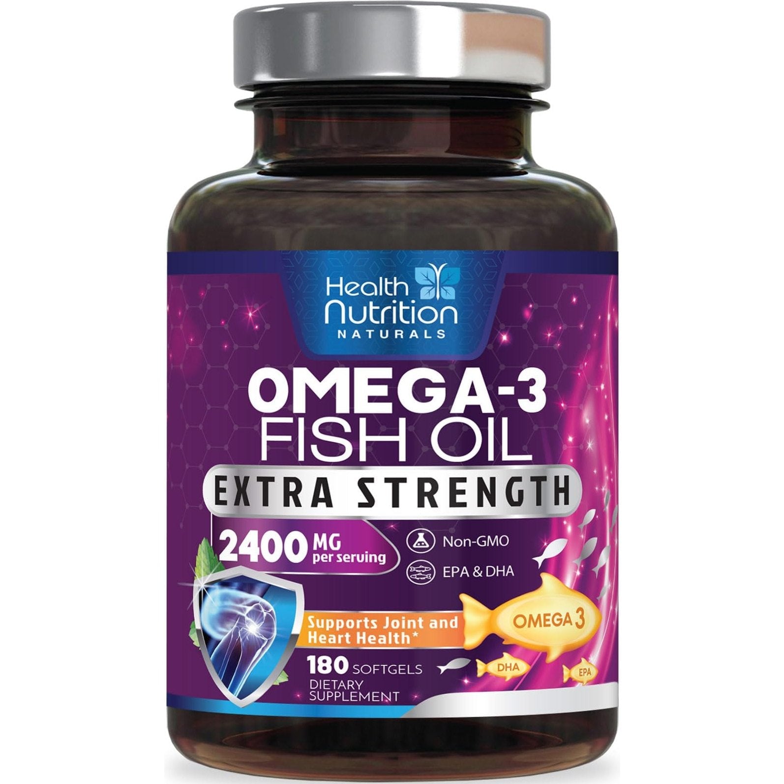 Omega 3 Fish Oil 2400 mg - Triple Strength Omega3, EPA & DHA Fatty Acids Supplement - Natural Support for Immune, Heart & Brain Health - Wild Caught, Non-GMO, Lemon Flavor, Burpless - 180 Softgels - Medaid International