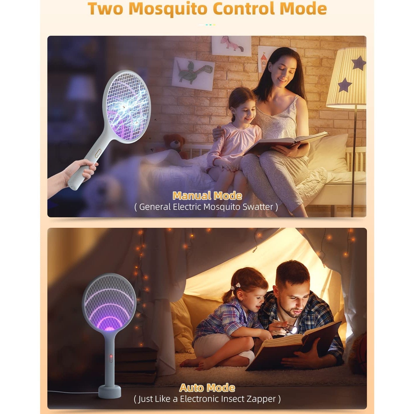 YISSVIC Electric Fly Swatter 4000V Bug Zapper Racket Dual Modes Mosquito Killer with Purple Mosquito Light Rechargeable Base for Indoor and Outdoor Home Office Backyard Patio Camping (1 Pack) - Medaid International