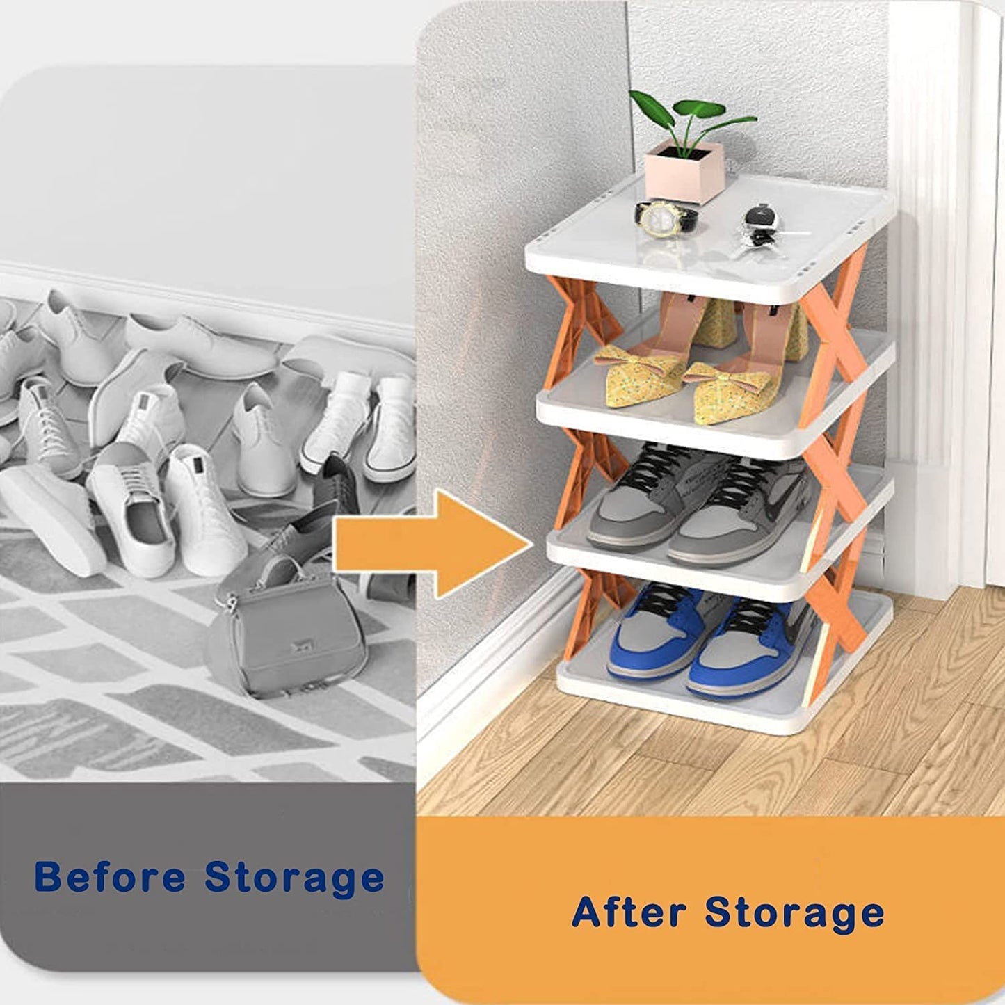 4 Layer Shoes Rack Adjustable Foldable Shoe