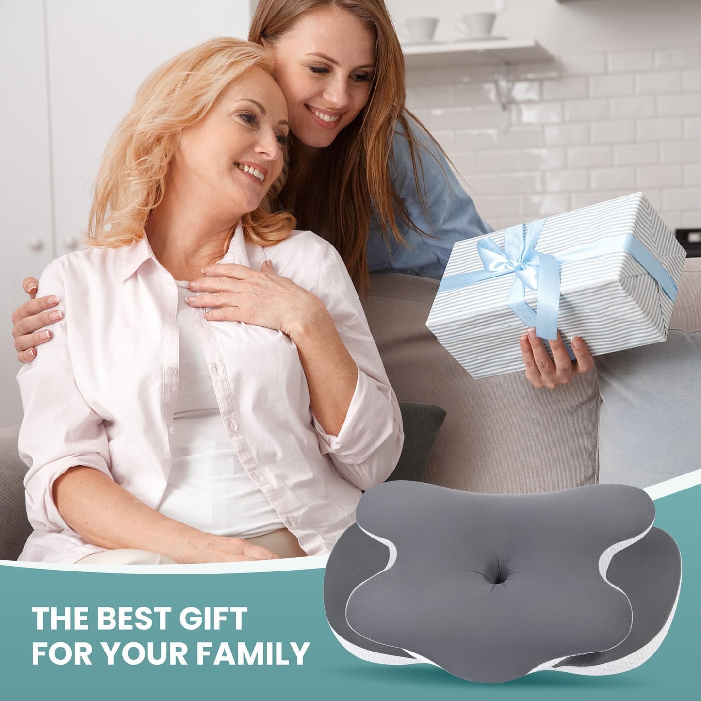 JINXIA Cervical Neck Pillow for Neck and Shoulder, Odorless Memory Foam Pillow with Soft Silk Cover, Ergonomic Orthopedic Neck Support Pillow for Side, Back & Stomach Sleepers - Gray - Medaid International