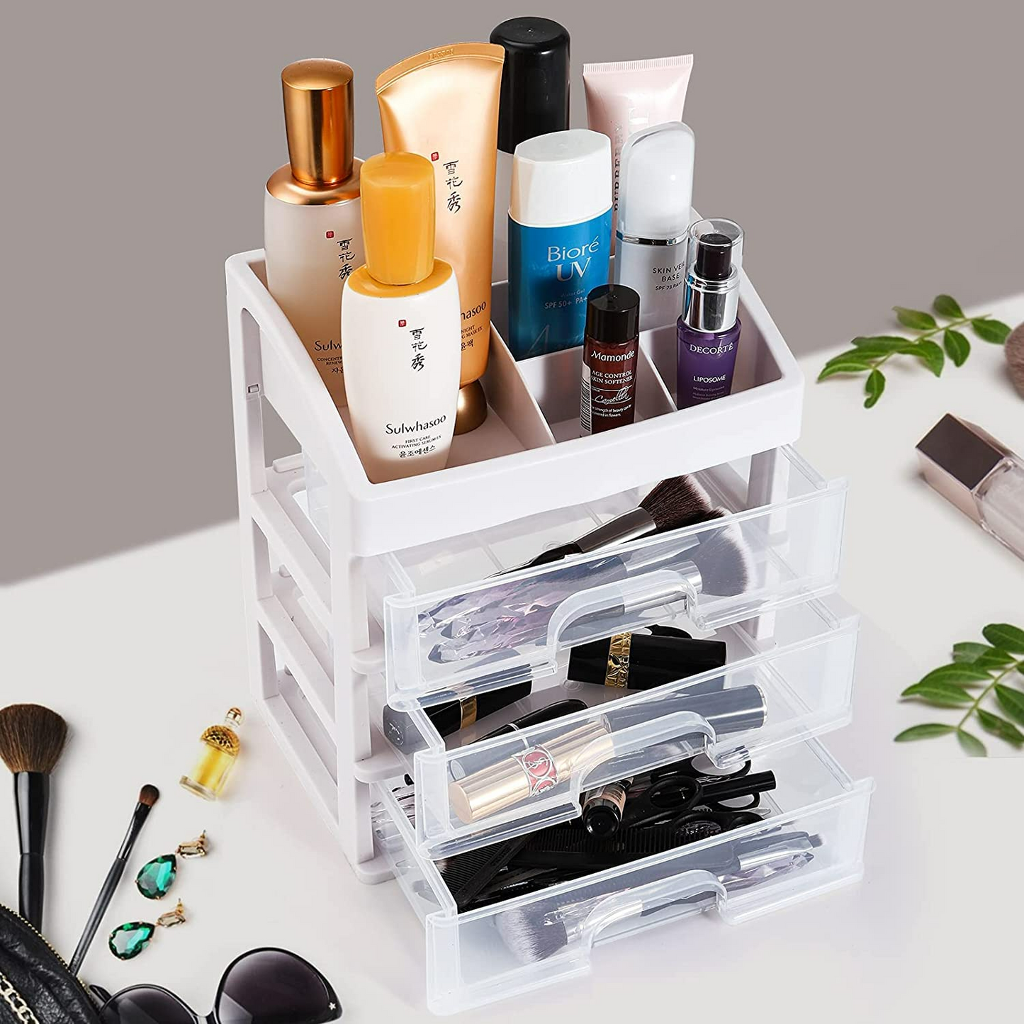 3 Layer Multipurpose Plastic Storage Drawer Box organizer for Kitchen tools, Office, Stationary, Jewellery, Make up, Cosmetics - Medaid International