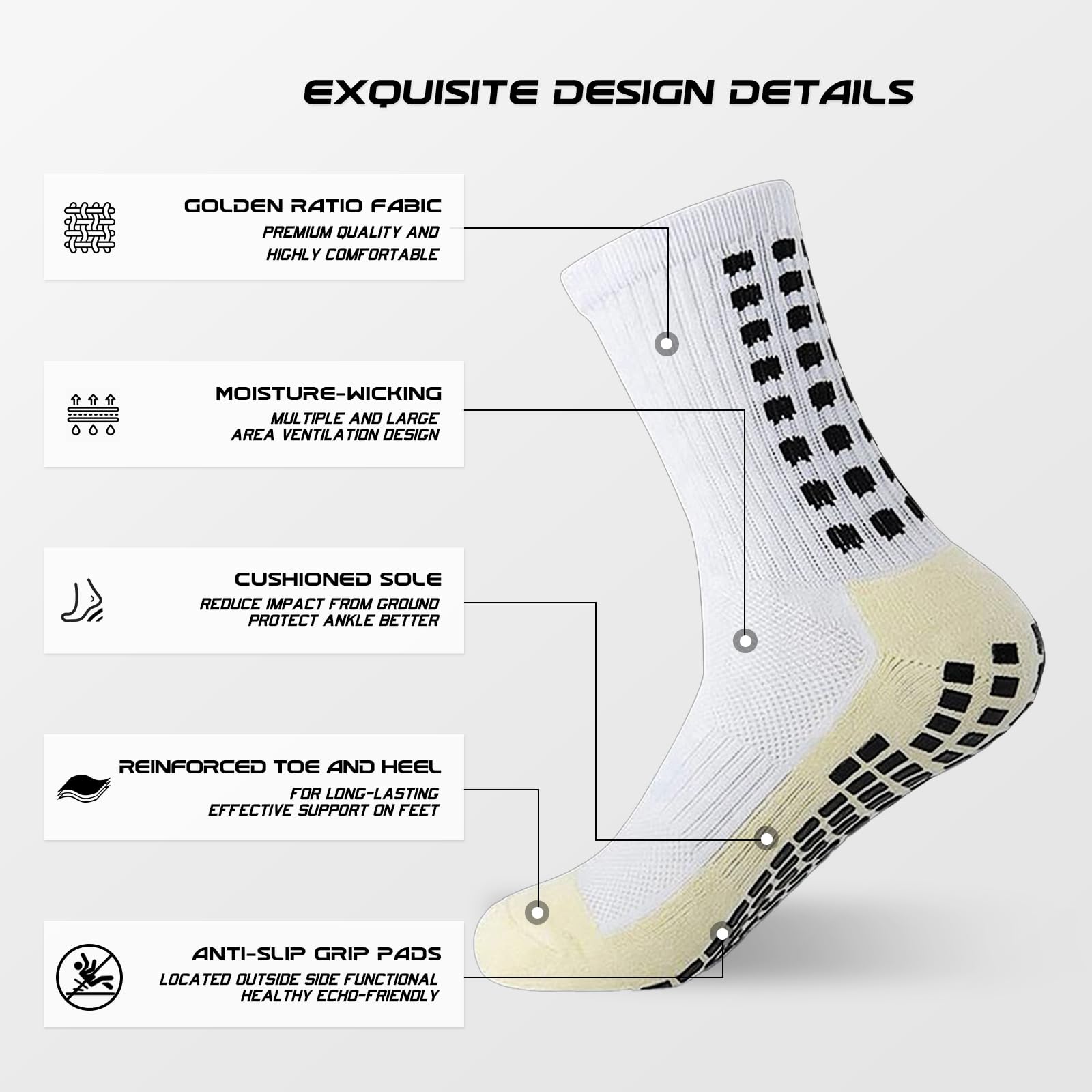 Yufree 4 Pairs Mens Grip Soccer Socks Non Slip Grippy Women Socks for Football Basketball Sports - Medaid International