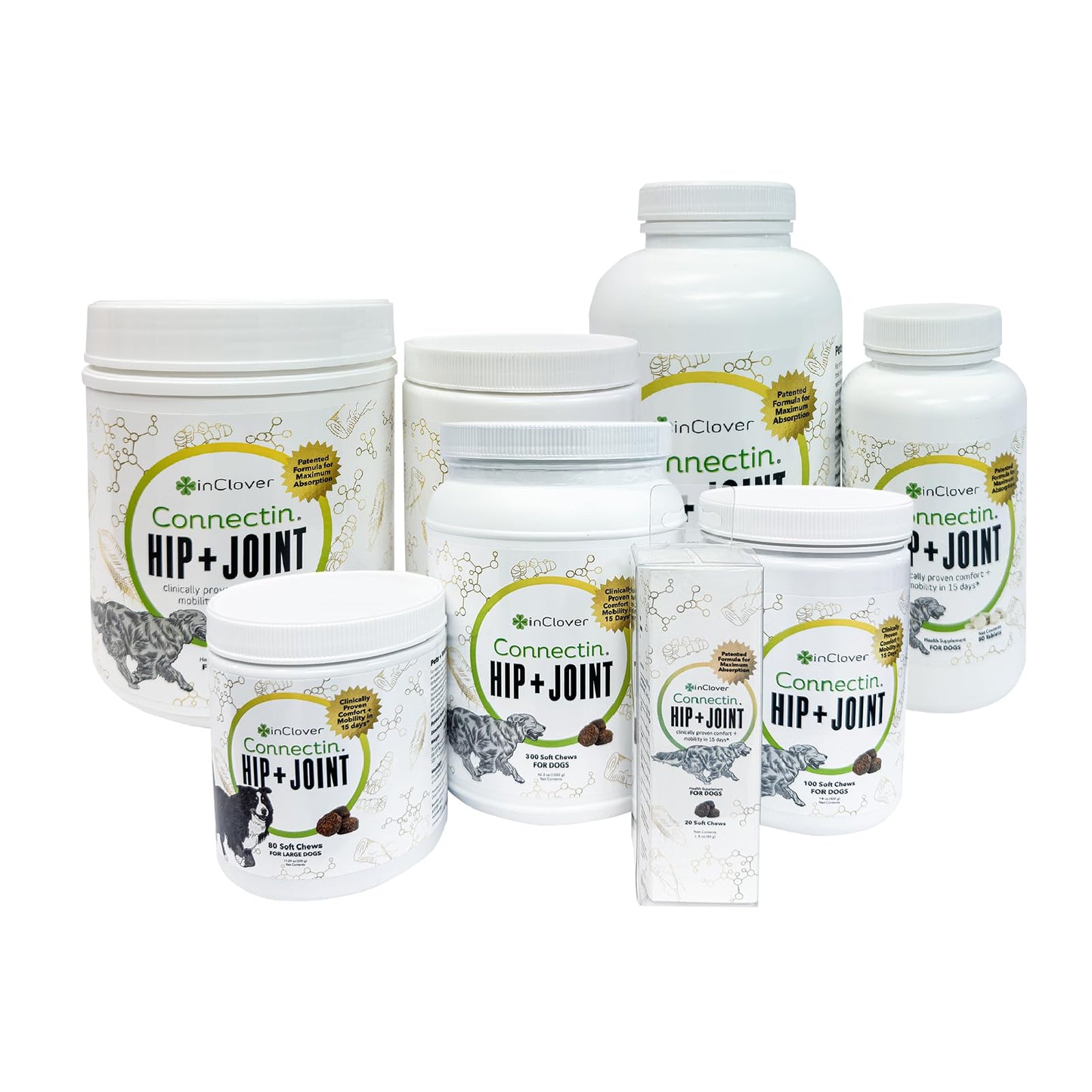 InClover Connectin Natural Hip & Joint Supplement for Dogs with Glucosamine, Chondroitin & Hyaluronic Acid - Soft Chew for Dog Mobility, Comfort & Active Lifestyle Support, 100 Count