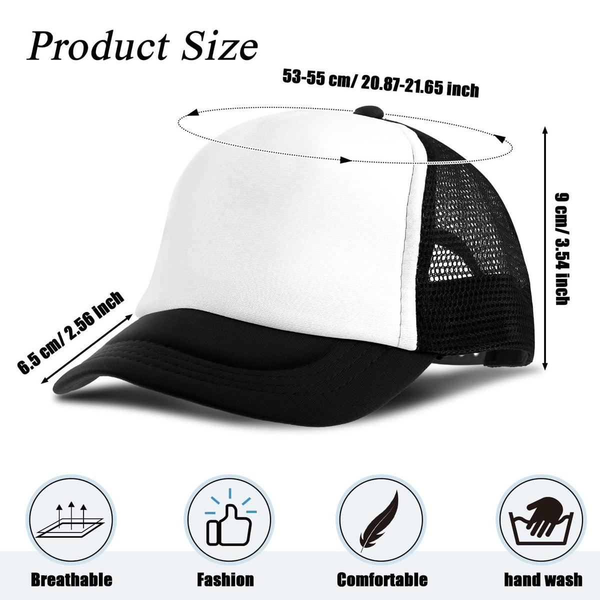 TERRIFI 12 Pack Adjustable Sublimation Blank Hats Baseball Caps, Printing Custom Polyester Plain Mesh Trucker Hat, Suitable for Outdoor, Unisex