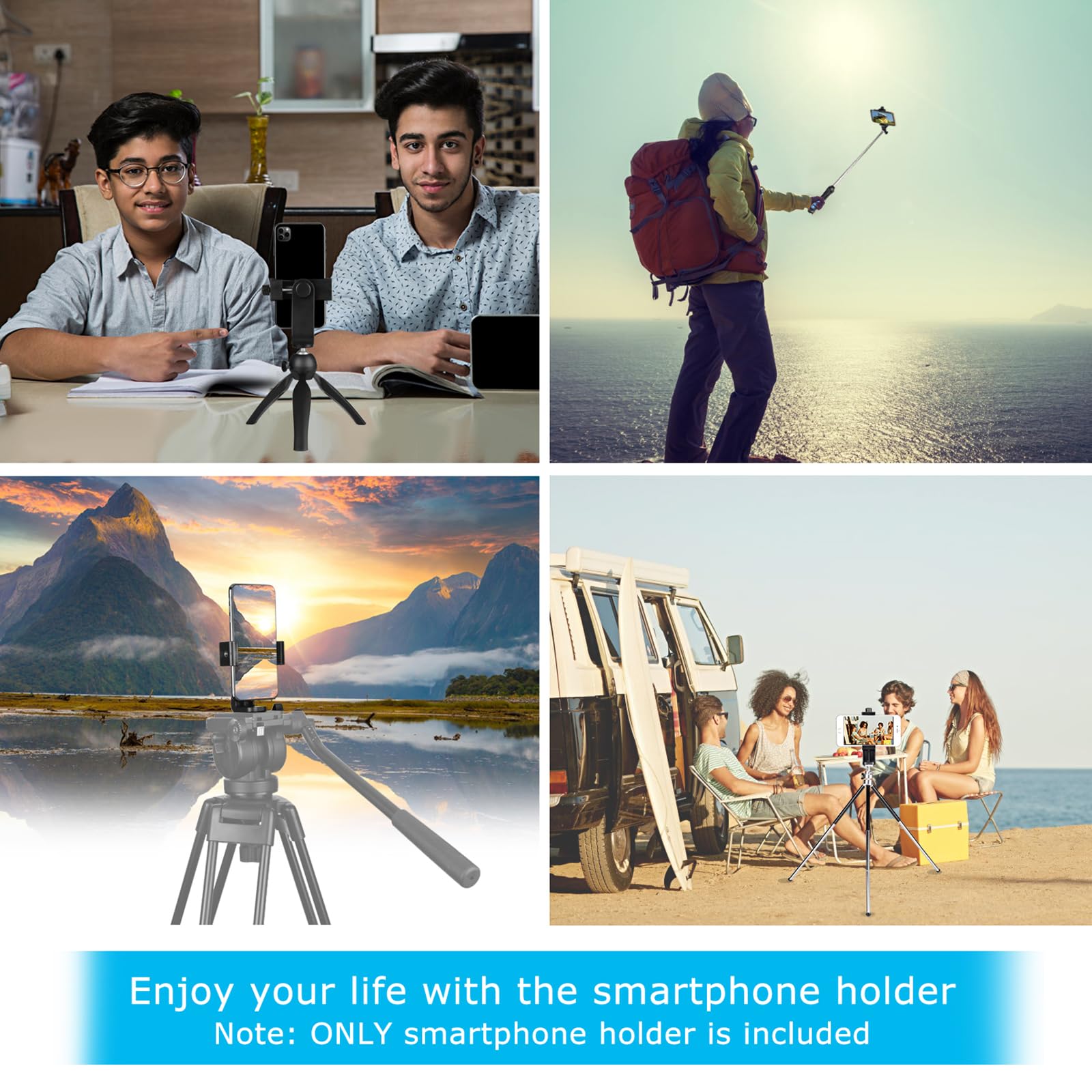SharingMoment Premium Smartphone Holder/Vertical and Horizontal Tripod Mount Adapter Rotatable Bracket with 1/4 inch Screw/Adjustable Clip for iPhone, Android Cell Phone, Selfie Stick, Camera Stand - Medaid International