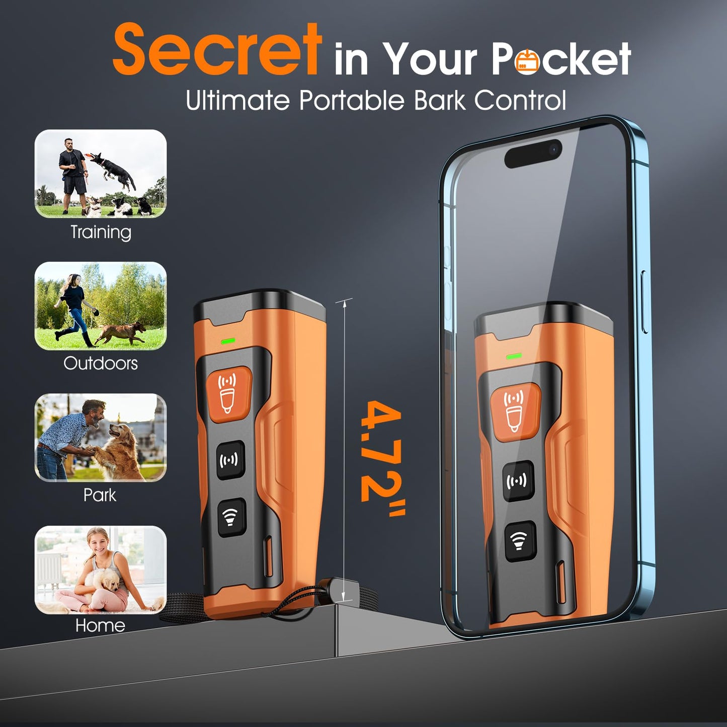 Dog Bark Deterrent Devices for Own or Neighbor's Dog Ultrasonic Dog Training Device Safe & Effective Portable Anti Barking Device for Dogs Indoor Outdoor Use Orange - Medaid International