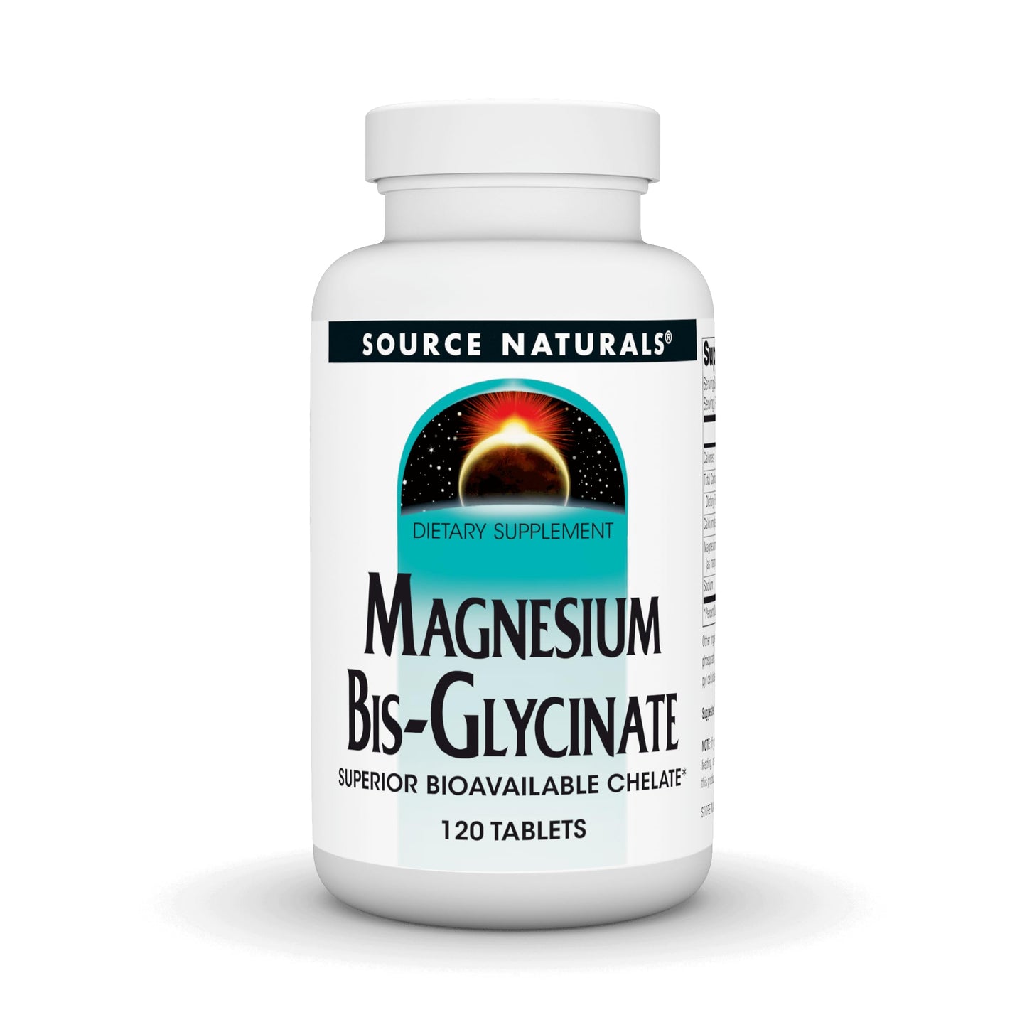 Source Naturals Magnesium Bis-Glycinate, Superior Bioavailable Chelate*, Chelated for Increased Absorption, 200 mg per Serving - 120 Tablets - Medaid International