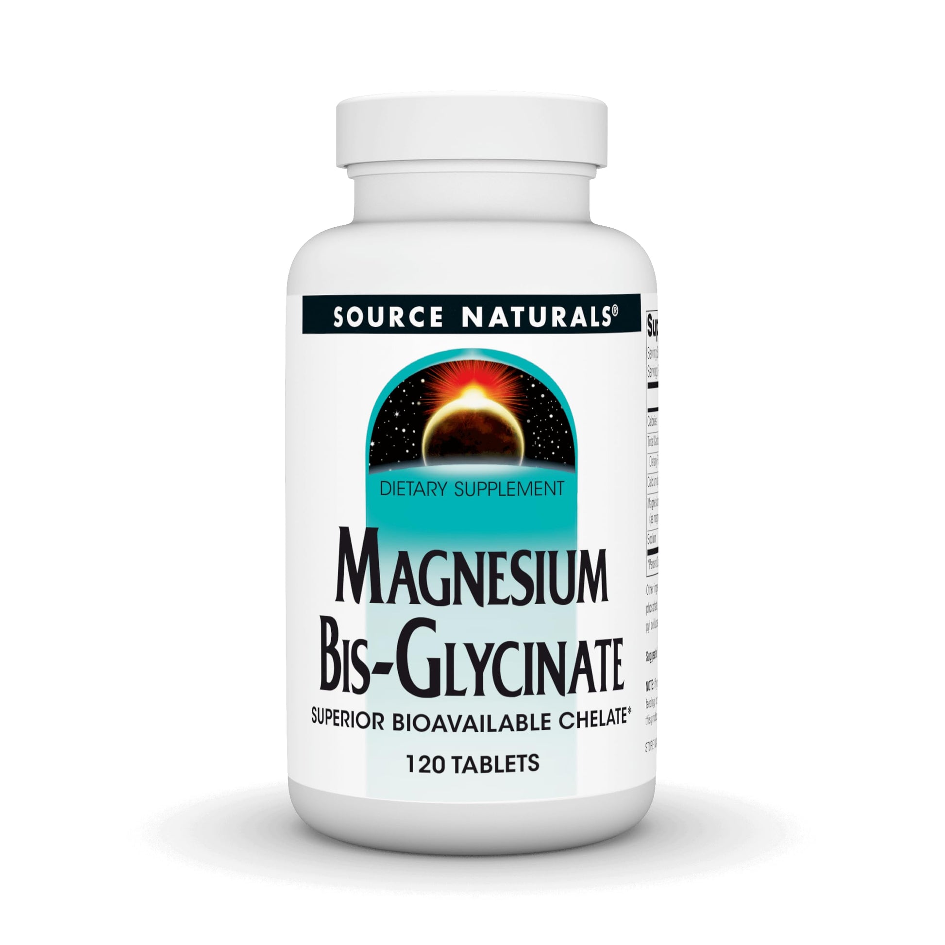 Source Naturals Magnesium Bis-Glycinate, Superior Bioavailable Chelate*, Chelated for Increased Absorption, 200 mg per Serving - 120 Tablets - Medaid International