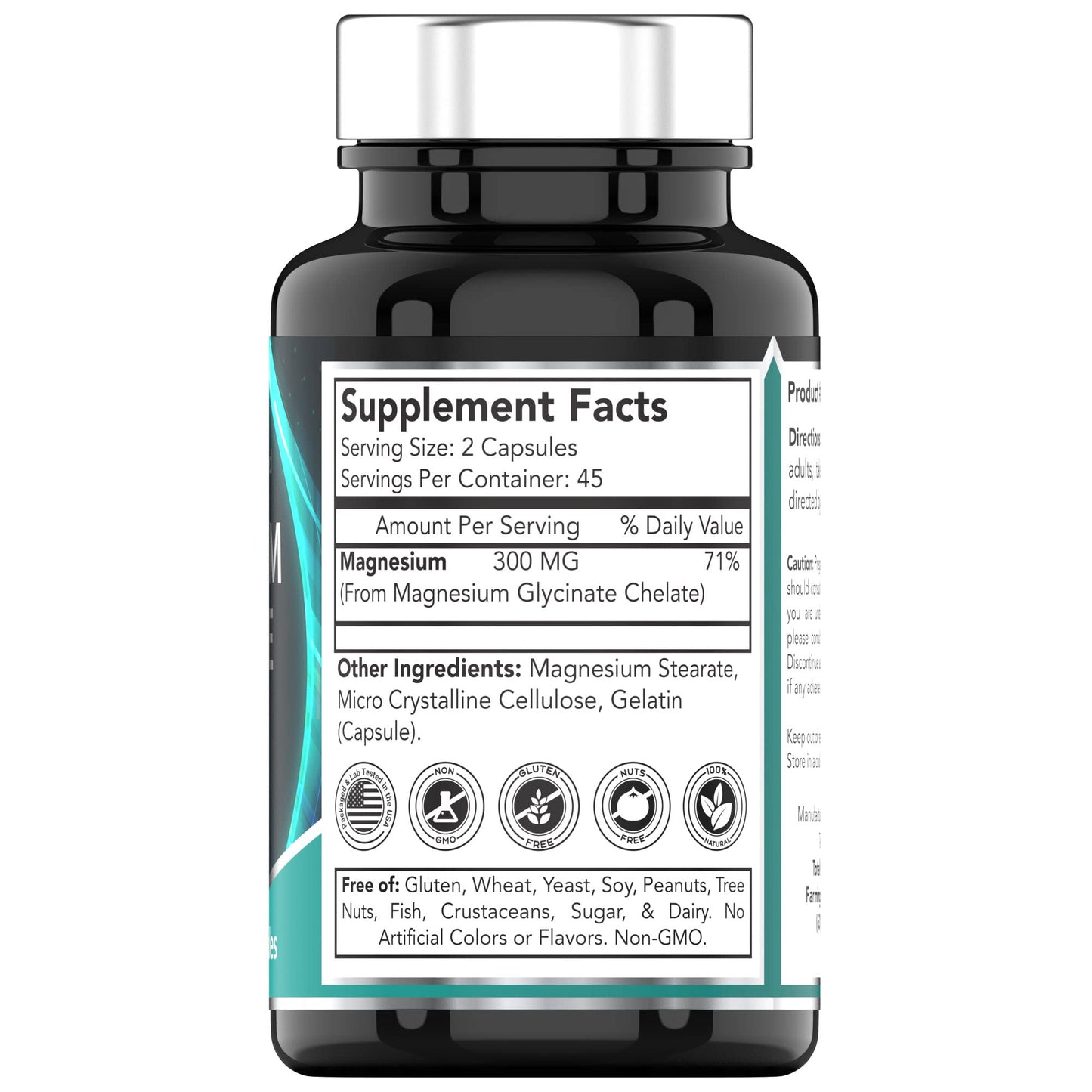 tnvitamins Magnesium Glycinate Capsules (300 MG Per Serving - 90 Count) | Pure Chelated Magnesium Bisglycinate Powder Supplement | Glicinato de Magnesio | for Sleep, Calm, Nerve, & Stress Support* - Medaid International