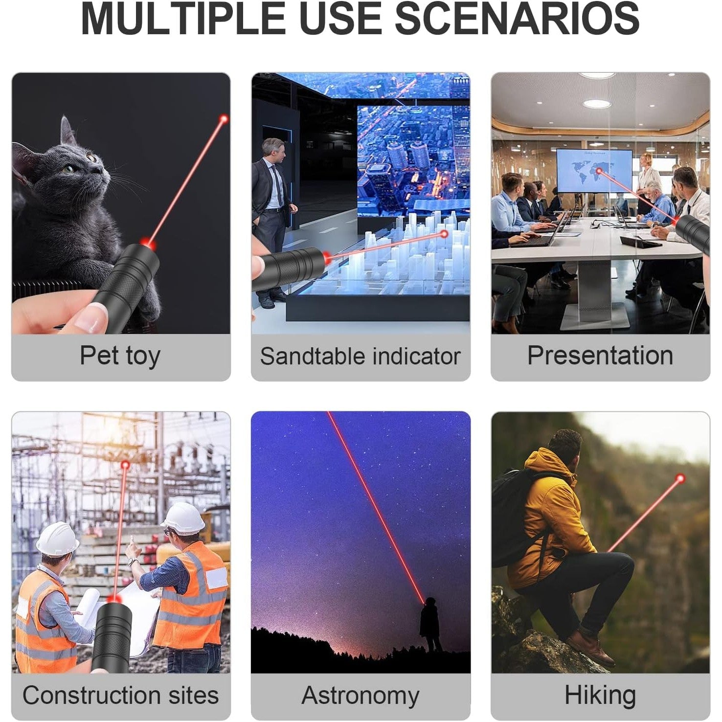 LETEAPII Red Light Flashlight, Long Distance USB Rechargeable Tactical Beam with Star Cap Adjustable Effect for Outdoor Journeys, Presentations, TV/LED/LCD Screens, and Stargazing - Medaid International