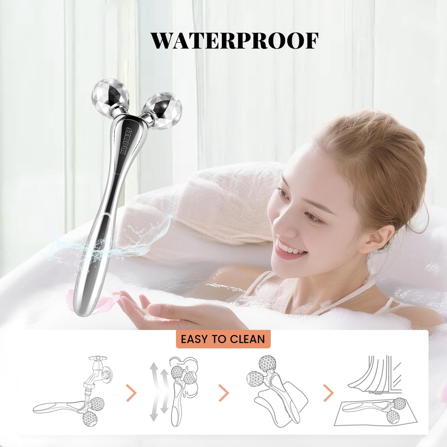 3D Facial Massager Rollers Lifting Massager, Skin Care Face Body Massager Firming Tools for Body Relaxation Massage, Kneading, Body Slimming and V-shaped Face Lift, Anti-Wrinkle (Silvery White) - Medaid International
