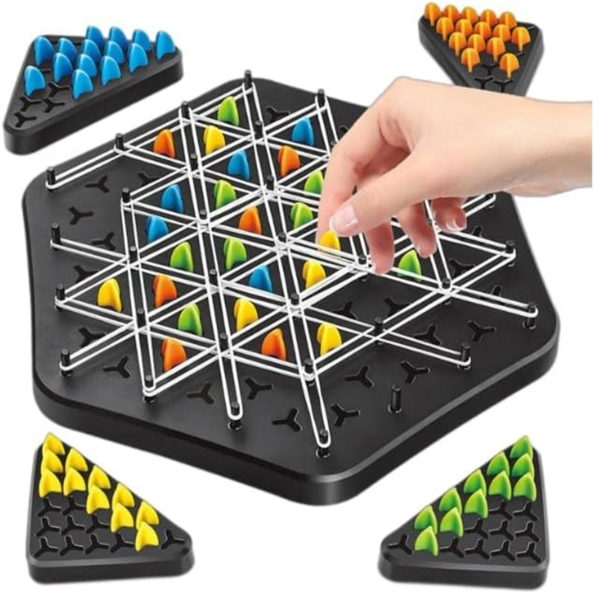 KASTWAVE Chain Triangle Chess Game, Triggle Board Game, Triggle Rubber Band Game, Triangle Chain Chess Game Set, Family Interactive Board Game, for Toddlers, Kids, Adults, Family, Party