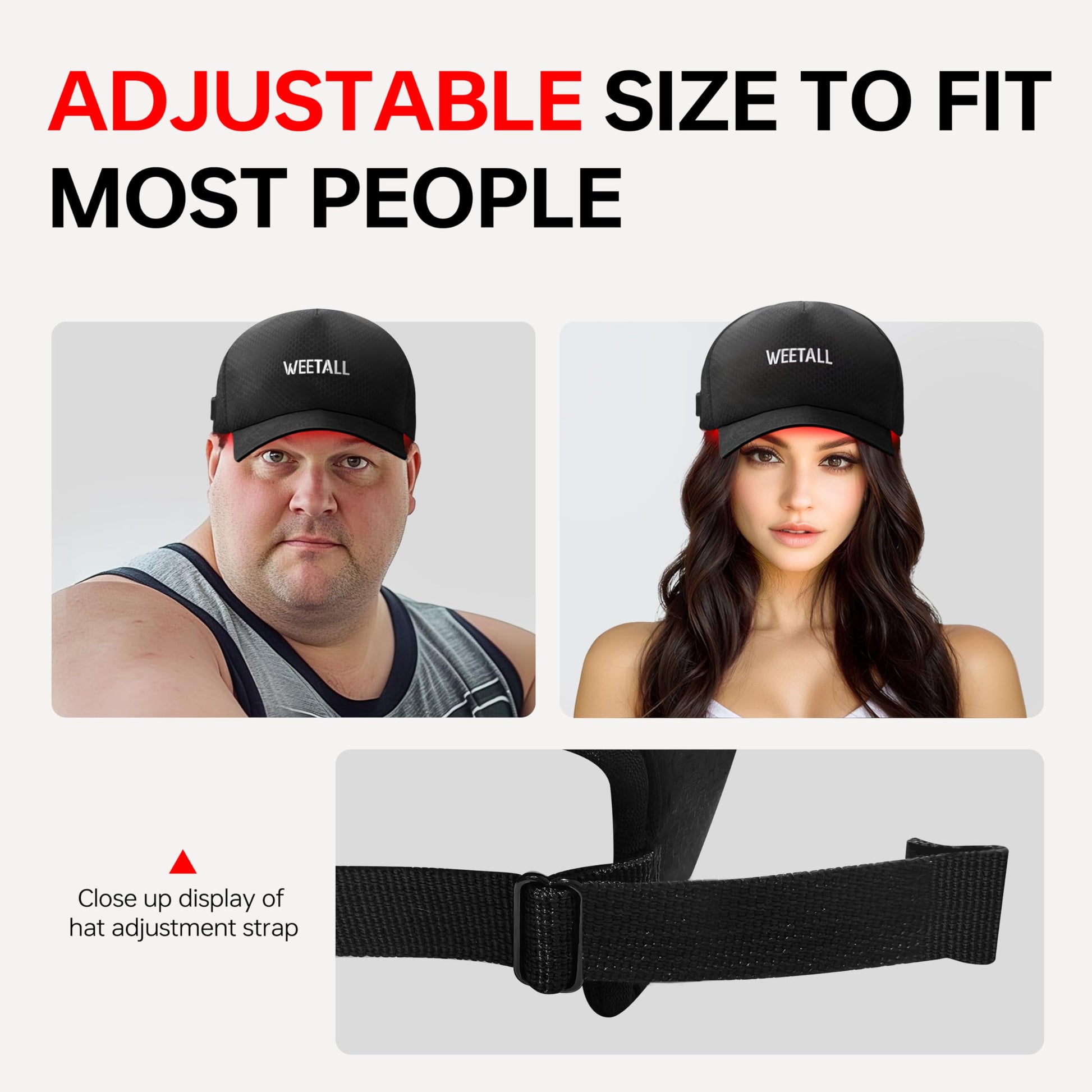 WEETALL 2025 Upgrade Cordless Adjustable Size Red Light Hat, Wireless Portable Cap with with Timer & Controller - Medaid International