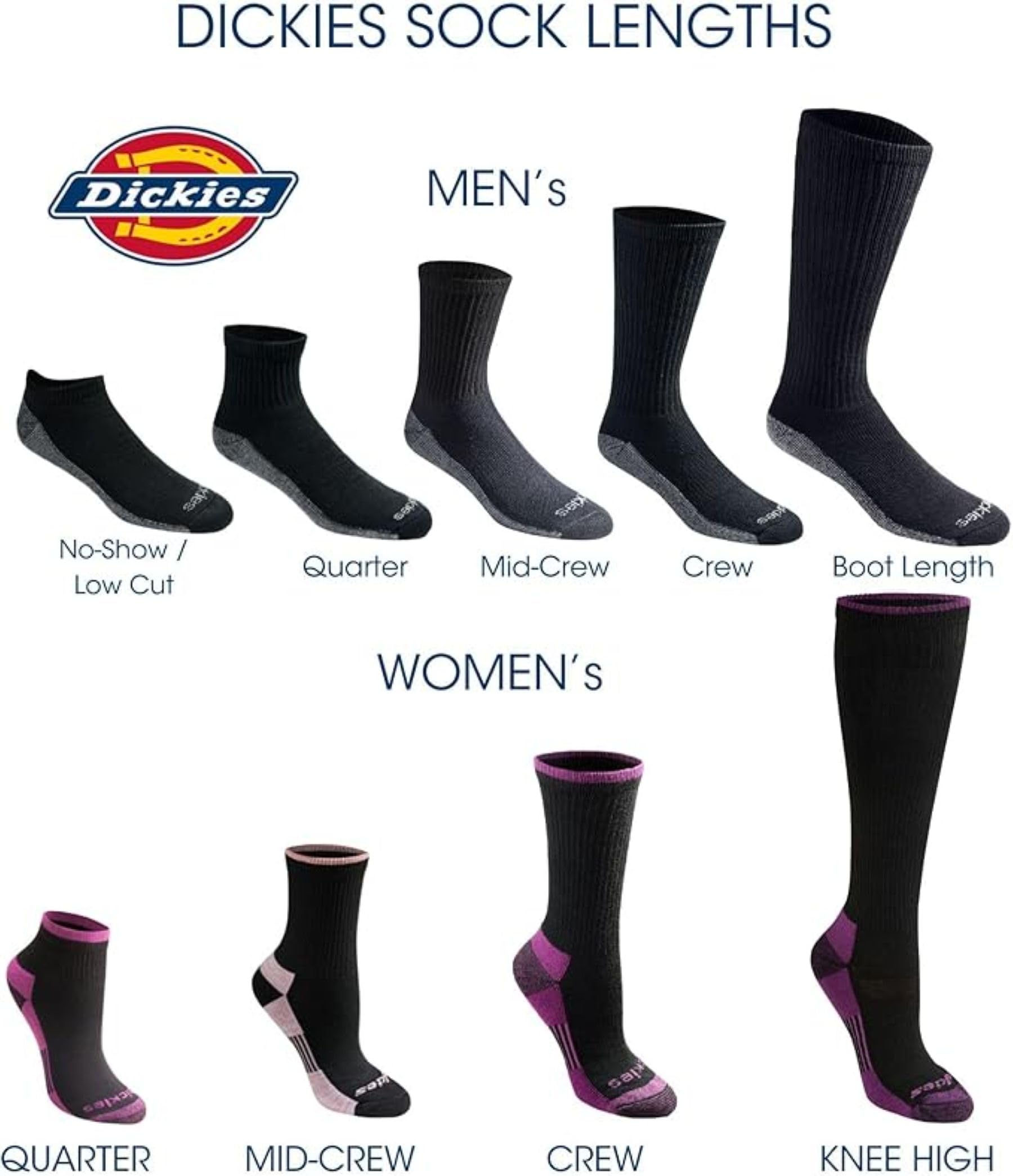 Dickies Men's Dri-tech Original Moisture Control Crew Socks Multipack, Black (6 Pairs), Shoe Size: 6-12, Pack of 6 - Medaid International