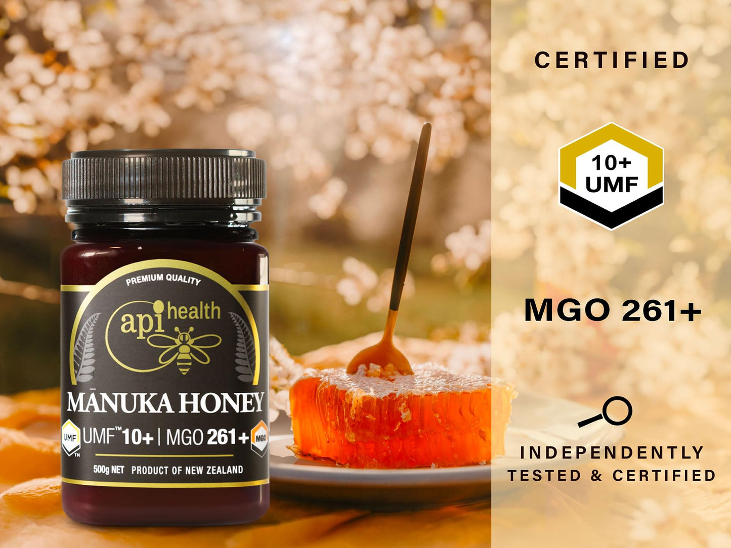 Manuka Honey UMF 10+ (MGO 261+) Pure New Zealand Honey, 1.1 lb (500g) - Medaid International