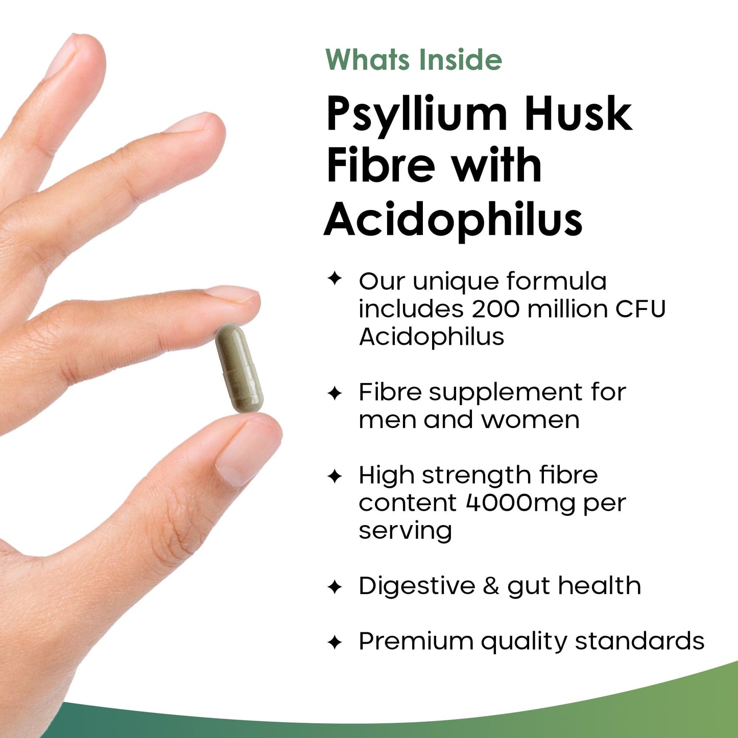 Psyllium Husk Capsules Enriched With Probiotics Fibre Supplement High Absorbency Strength Contributes Towards Gut And Digestive Health from Plantago Ovata Seeds, Ispaghula Husk, Gluten-Free Made in UK - Medaid International