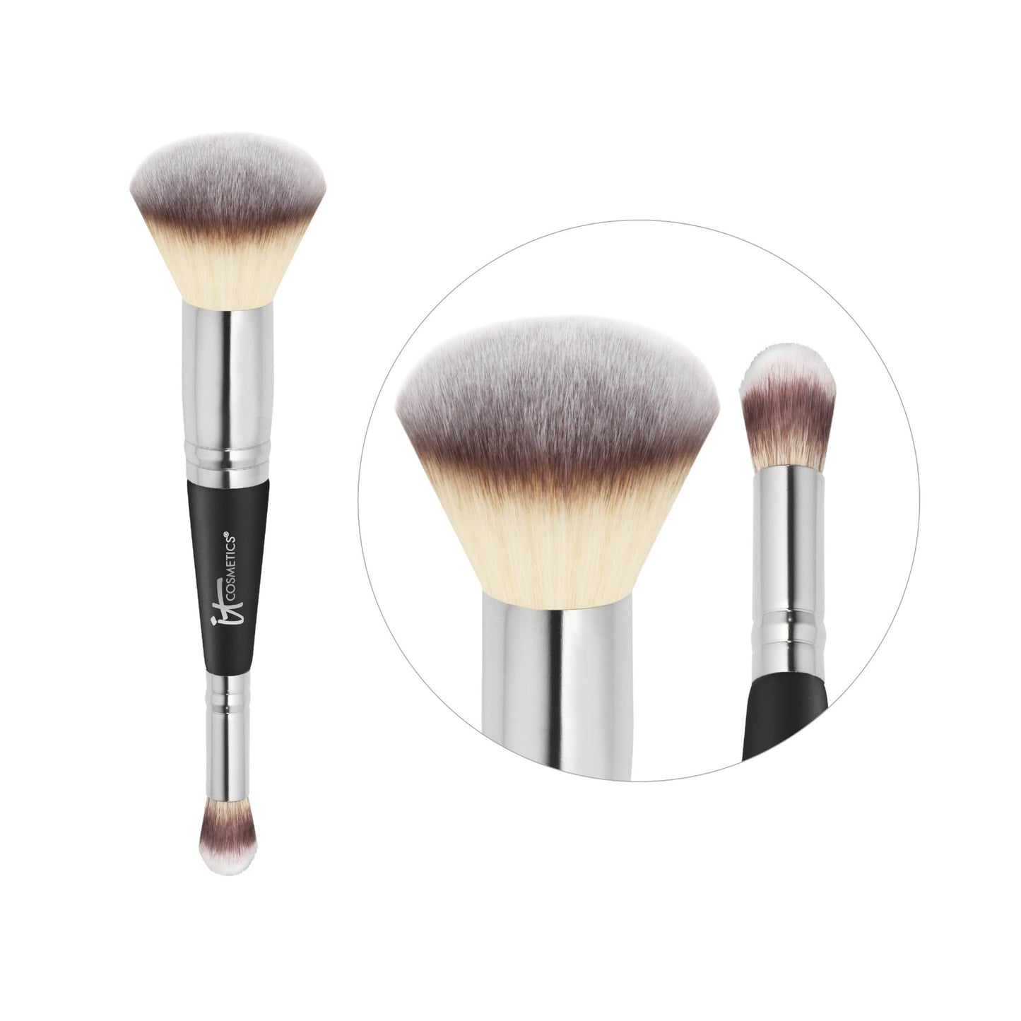 IT Cosmetics Heavenly Luxe Complexion Perfection Brush #7 - Dual-Ended Premium Makeup Brush for Foundation Concealer & Contour, Ultra-Soft Synthetic Fibers, Airbrush Finish, Pro-Hygienic, Cruelty-free - Medaid International