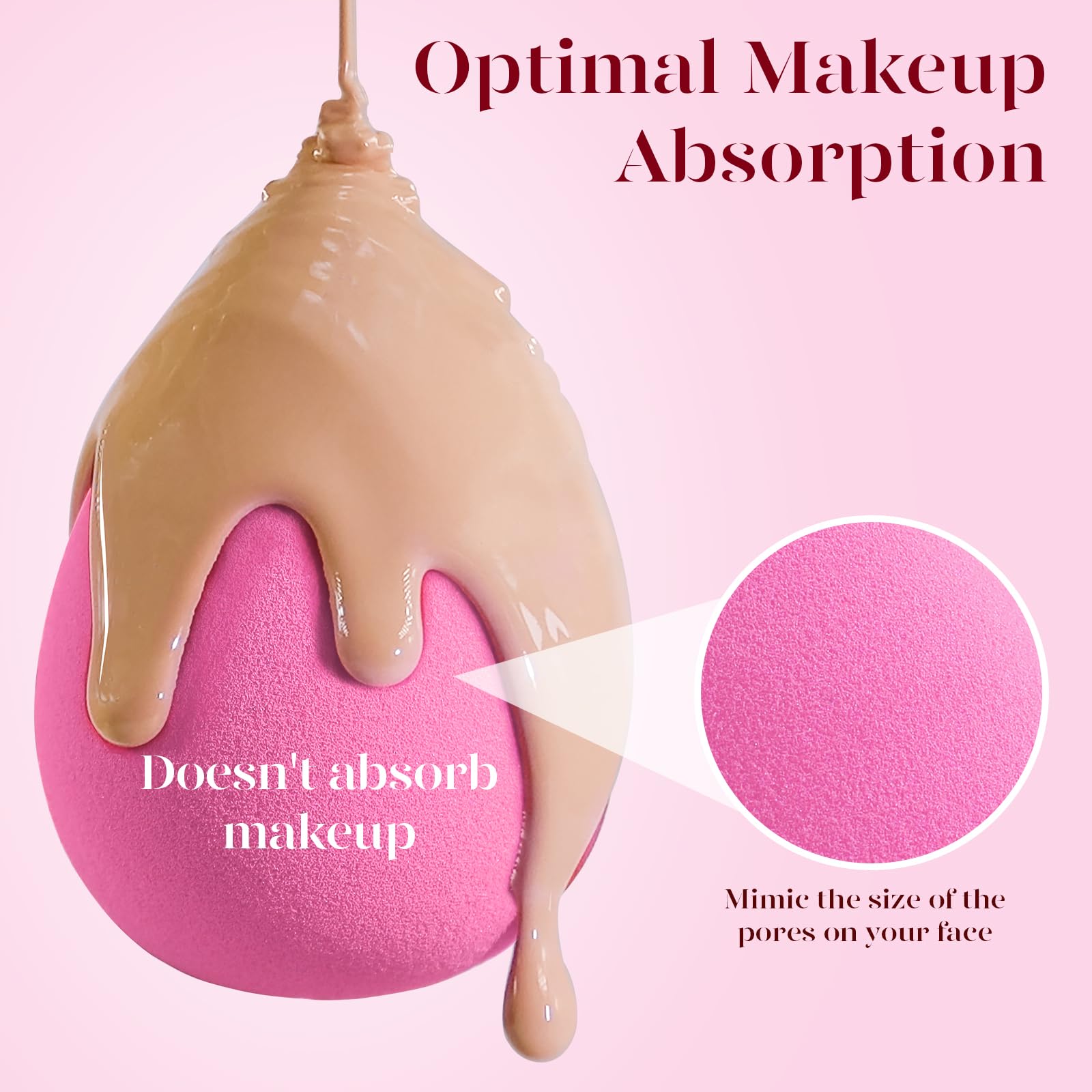 BEAKEY Super Soft Makeup Sponge Set of 6, Makeup Sponges for Foundation, Liquid, Cream and Powder, Pink Beauty Sponge for Blending, 0 Latex Blender - Medaid International