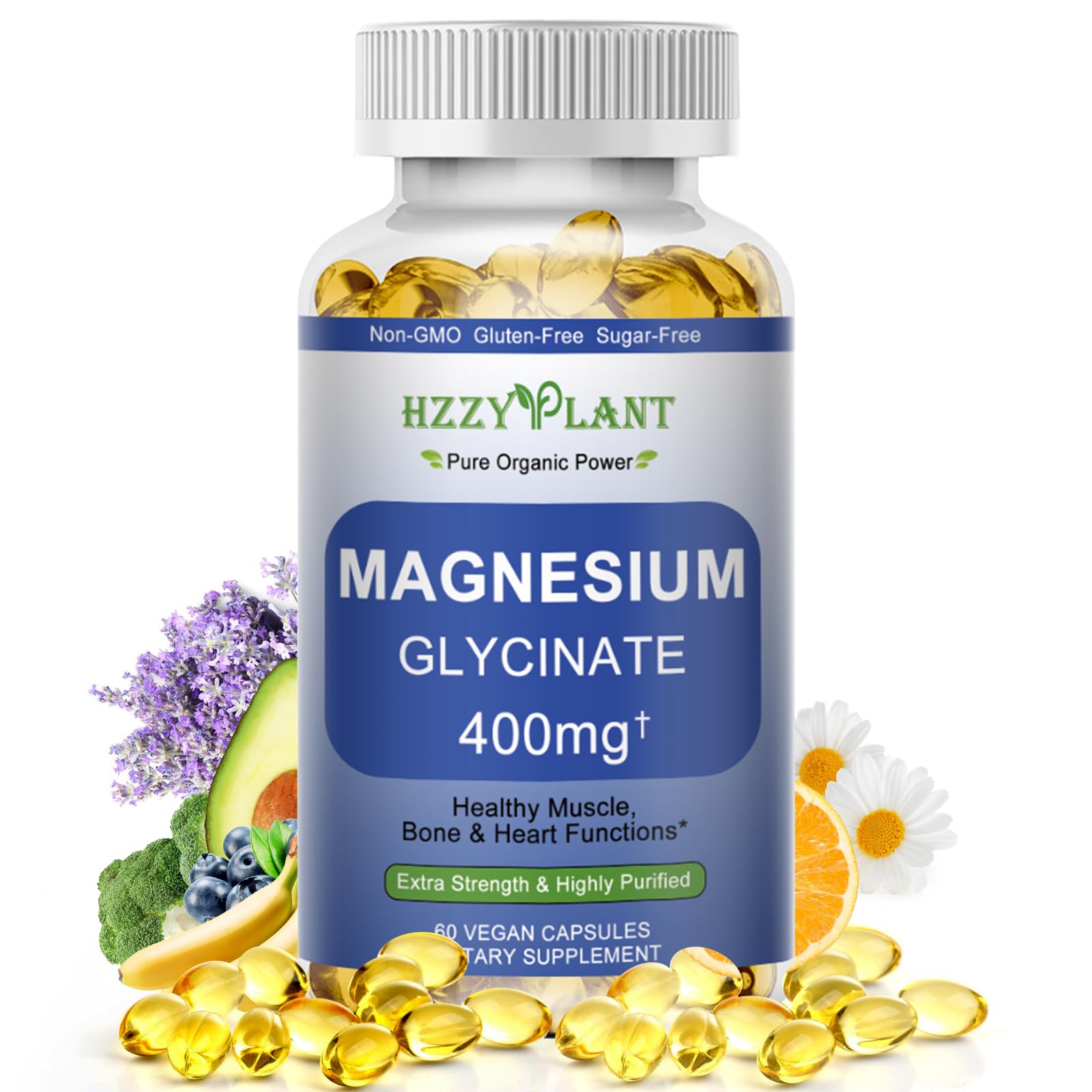 Magnesium Glycinate Softgels, High Absorption Magnesium Glycinate 400mg Supplement for Muscle, Heart, Sleep & Bone Support, Bisglycinate Softgel Capsules Supplement, Vegan, Non-GMO, 2 Month Supply - Medaid International