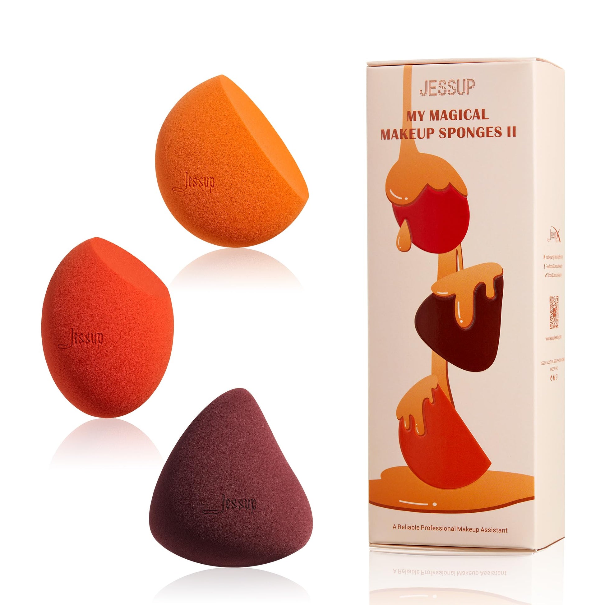 Jessup Makeup Sponge Set, 3pcs Make up Sponges for Face Soft Beauty Sponges Foundation Sponge Makeup Blender Concealer Sponge, SP013 - Medaid International