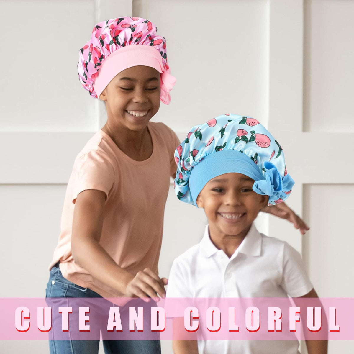 TERRIFI Kids Satin Night Cap, Soft Satin Baby Sleep Cap, Adjustable Silk Hair Cap for Girls & Boys, 5 Pcs for 1-8 Years Old