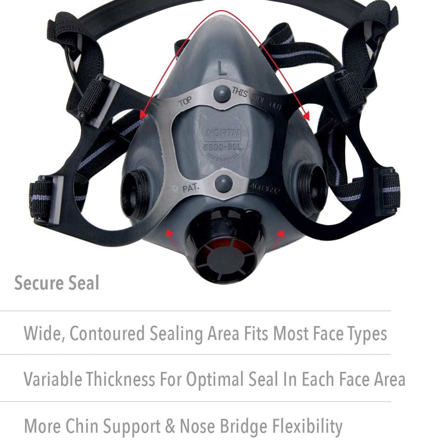 North 5500 Series Niosh-Approved Half Mask Respirator, Large (550030L)