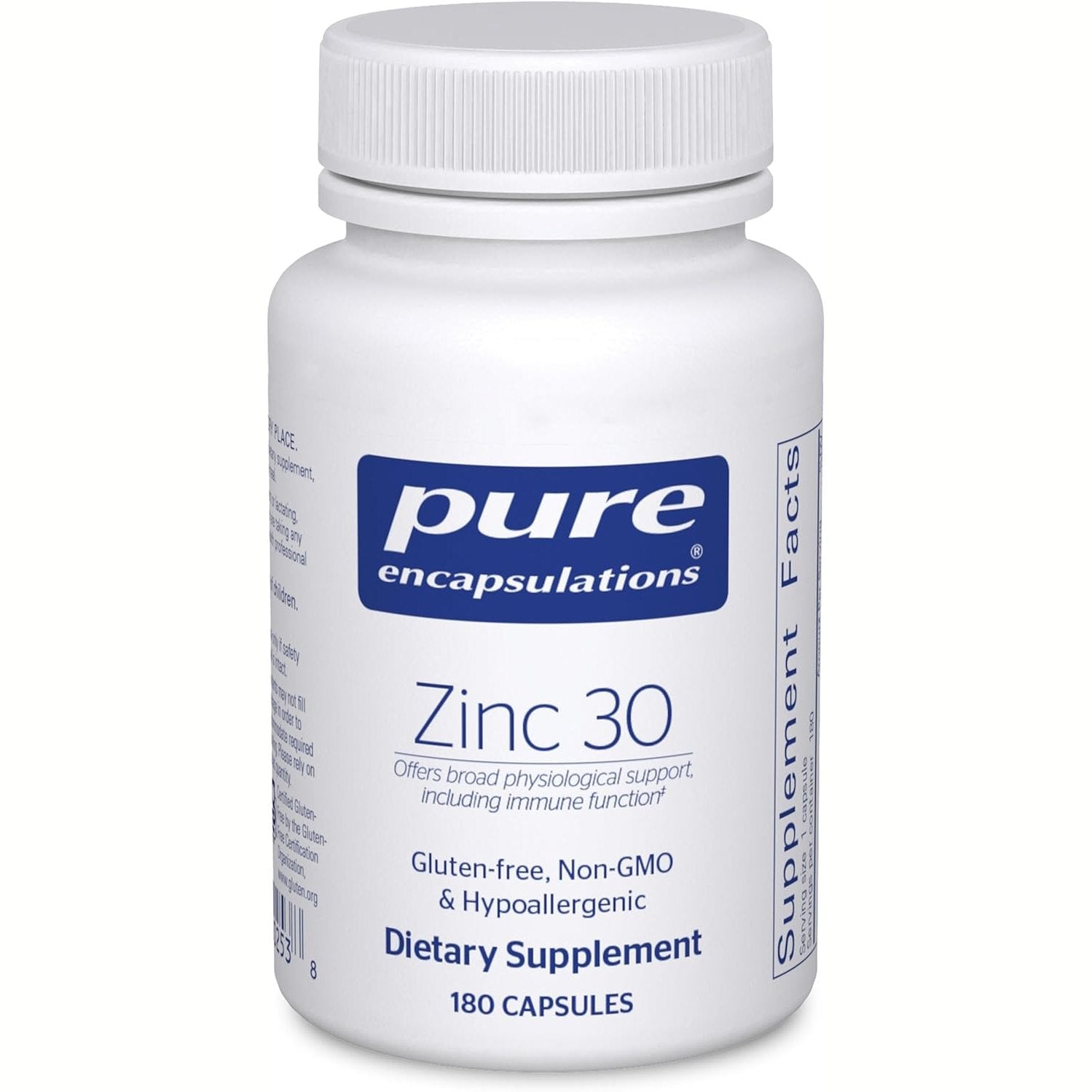 Pure Encapsulations Zinc 30 mg - Supplement for Immune System Support, Growth and Development, and Wound Healing* - with Zinc Picolinate 30 mg - 180 Capsules - Medaid International