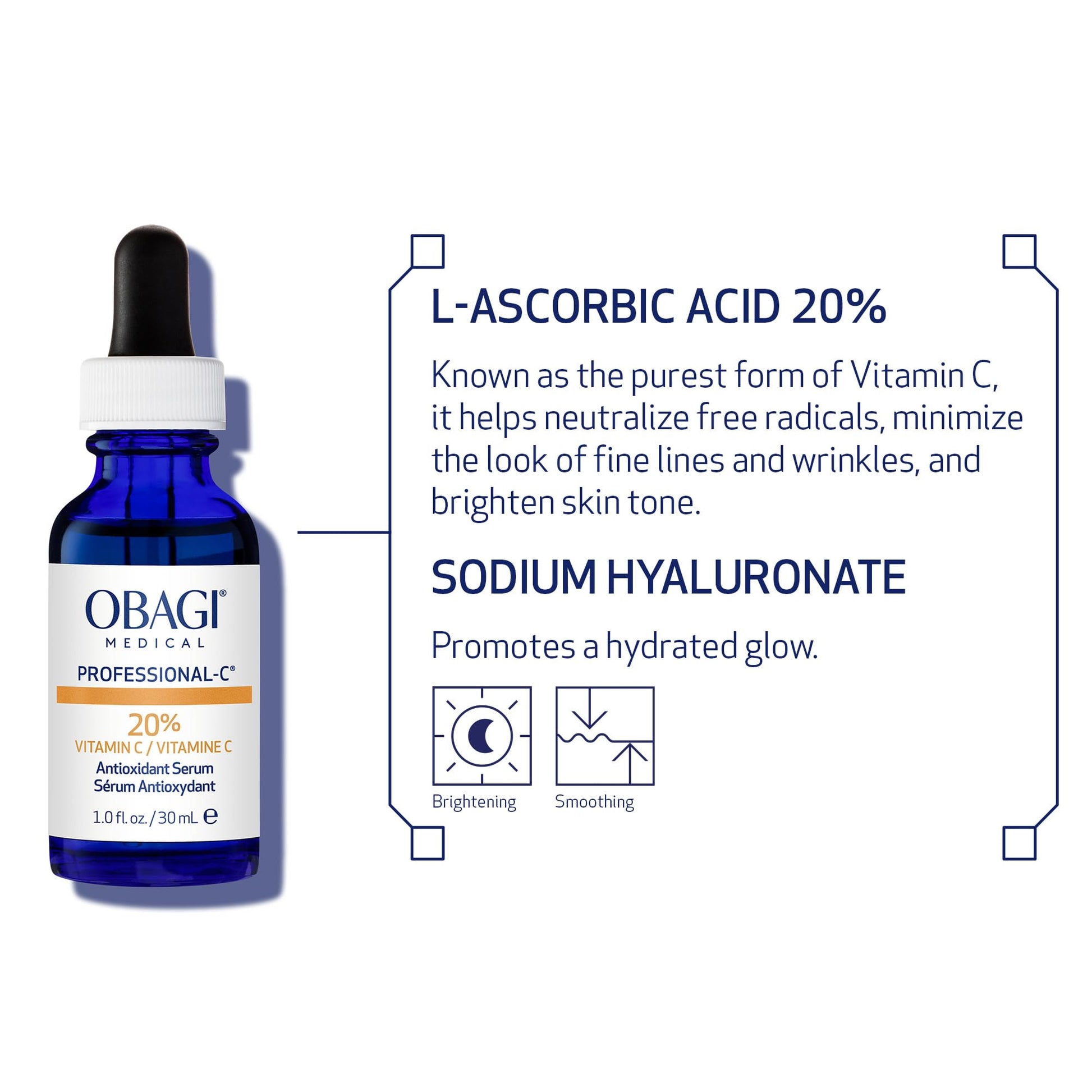 Obagi Professional C Serum 20%, Vitamin C Facial Serum with Concentrated 20% L Ascorbic Acid for Normal to Oily Skin, 1.0 Fl Oz Pack of 1 - Medaid International