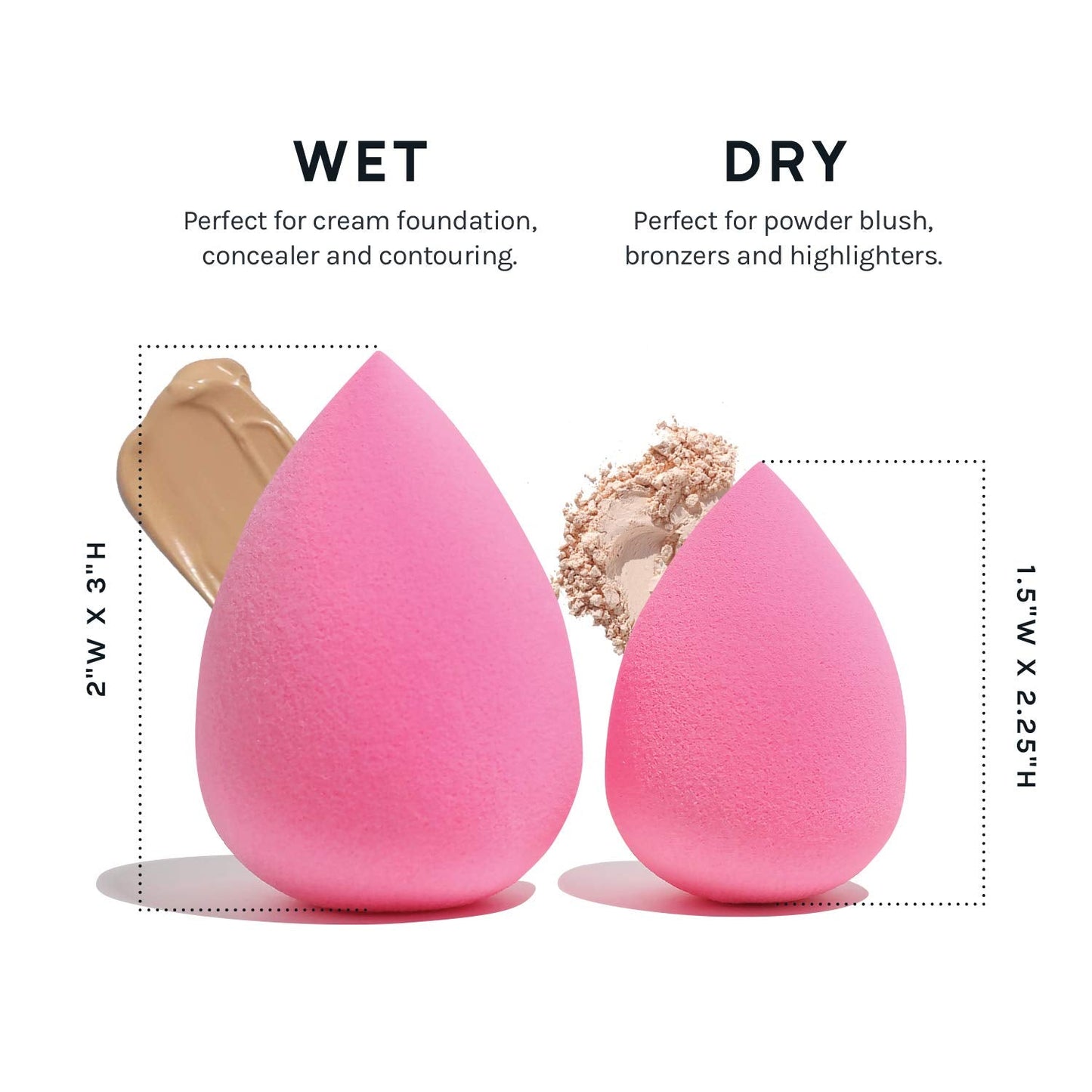 AOA Studio Collection Makeup Sponge Set Makeup Blender Latex Free and High-definition Super Soft Set of 6 Makeup Blender For Powder Cream and Liquid, Beauty Cosmetic Beveled Shape (Pink) - Medaid International