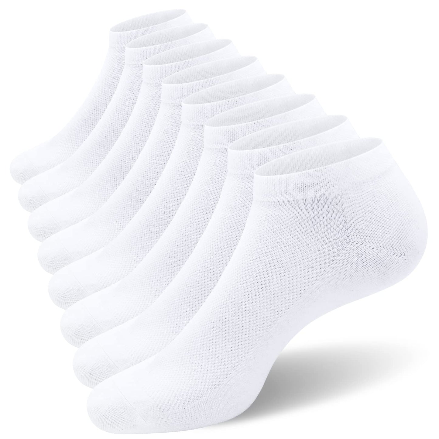 SIXDAYSOX 8 Pack Mens Ankle Socks Low Cut Comfort Casual Socks Size 13-15 Pure White - Medaid International