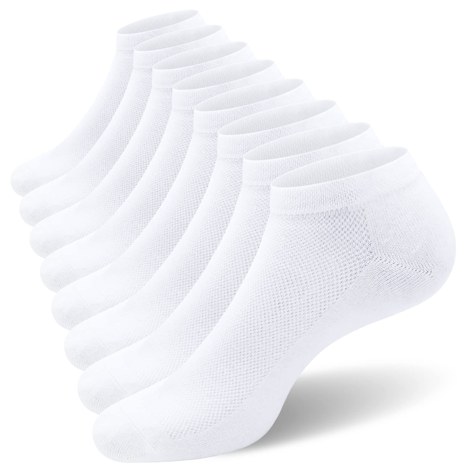 SIXDAYSOX 8 Pack Mens Ankle Socks Low Cut Comfort Casual Socks Size 13-15 Pure White - Medaid International