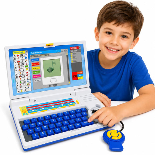 TOY GARDEN English Learner Laptop for Kids – 20 Educational Activities with Mouse, Alphabet, Numbers, Spelling, Music & Games Learning Toy for Boys & Girls Age 3+ Blue