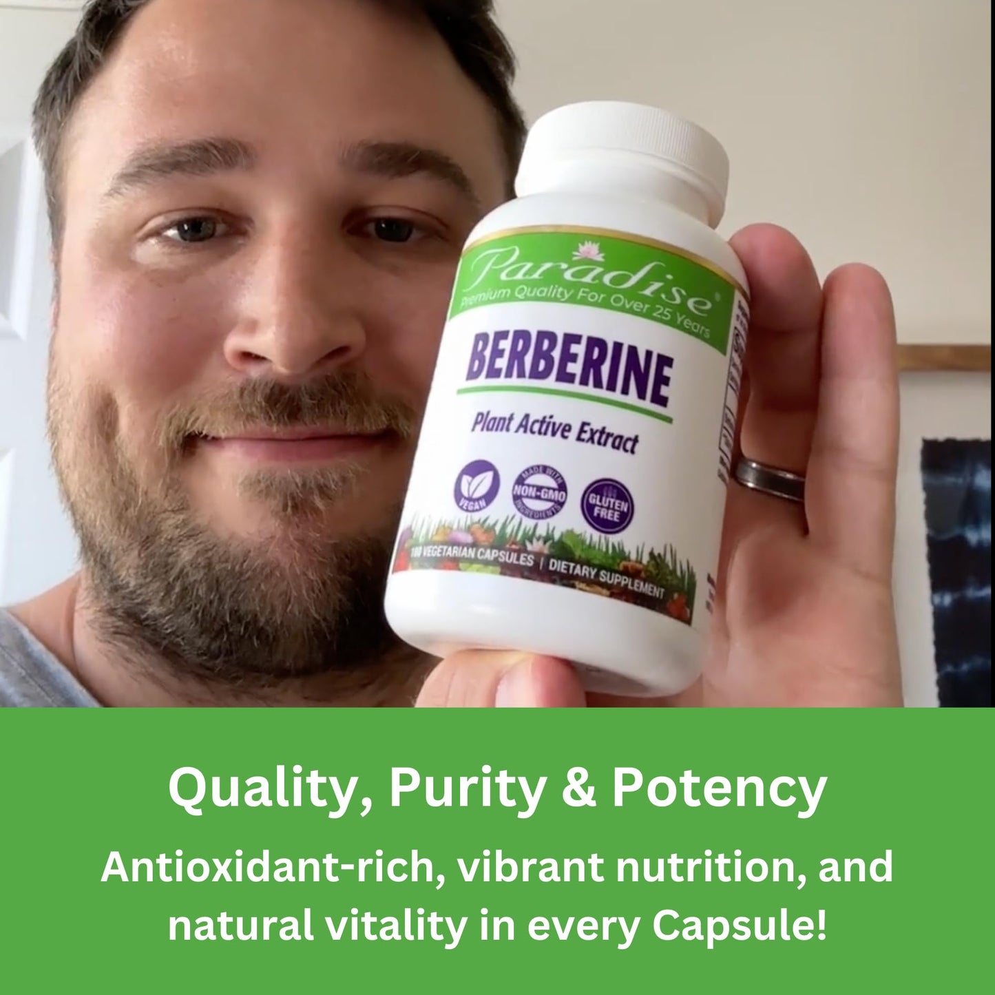 Paradise Herbs, Berberine Extract, 500 mg, Pure & Potent Berberine Supplement, Vegan, Non-GMO, Gluten Free, 60 Vegetarian Capsules - Medaid International