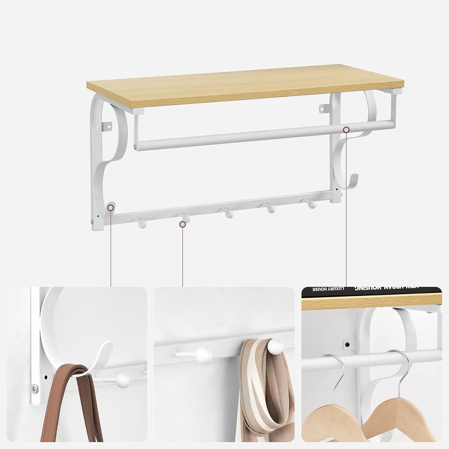 VASAGLE Wall Mounted Coat Rack LCR11WY