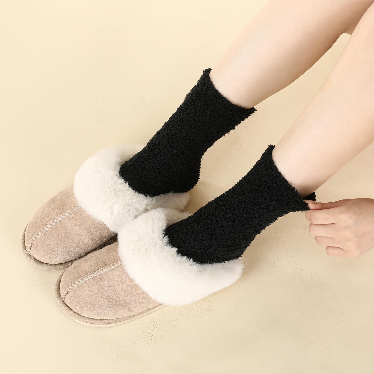 5 Pairs Women's Fluffy Socks, Soft Coral Fleece Winter Warm Socks, Cozy Slipper Socks for Sleeping, Bed & Home, Thermal Ankle Socks, Comfortable & Elastic, Gift for Women & Girls