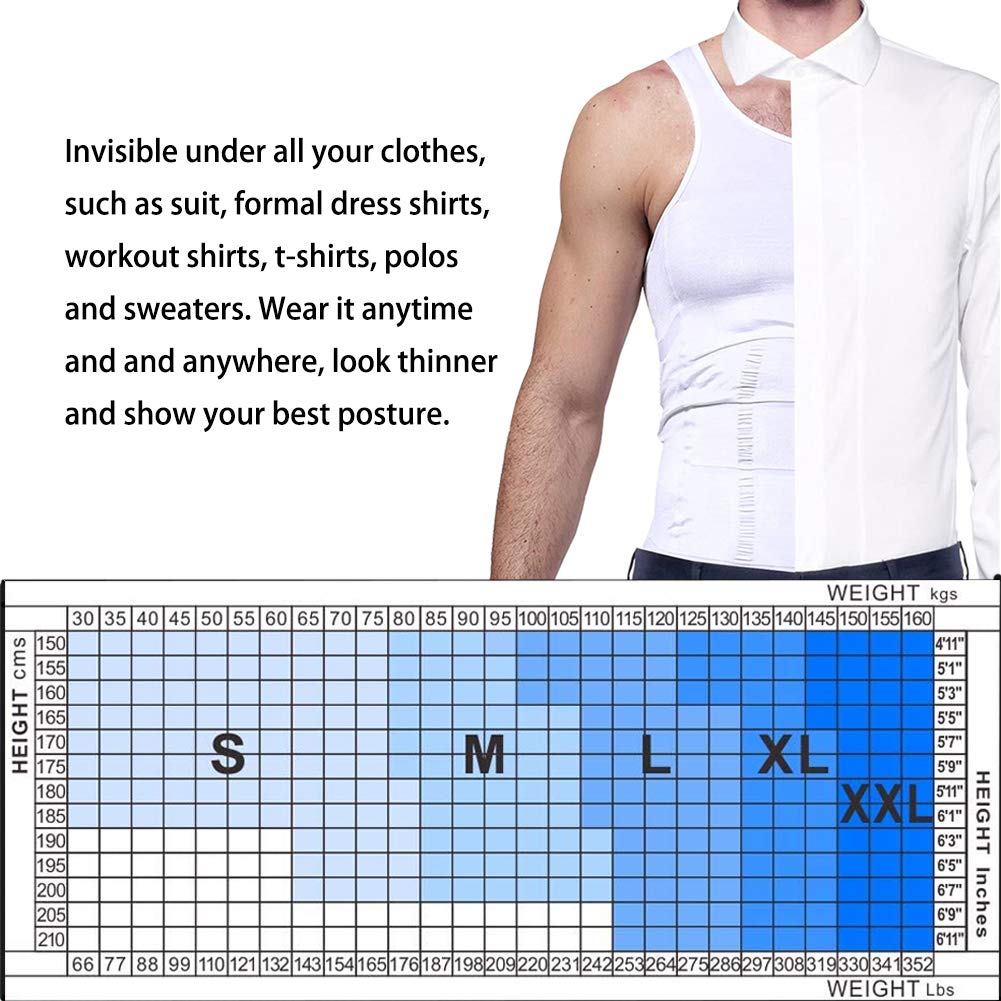 Cacosa Men's Body Shaper Slimming Shirt Tummy Vest Thermal Compression Muscle Tank Top Base Layer Slim Shapewear (Black, M) - Medaid International