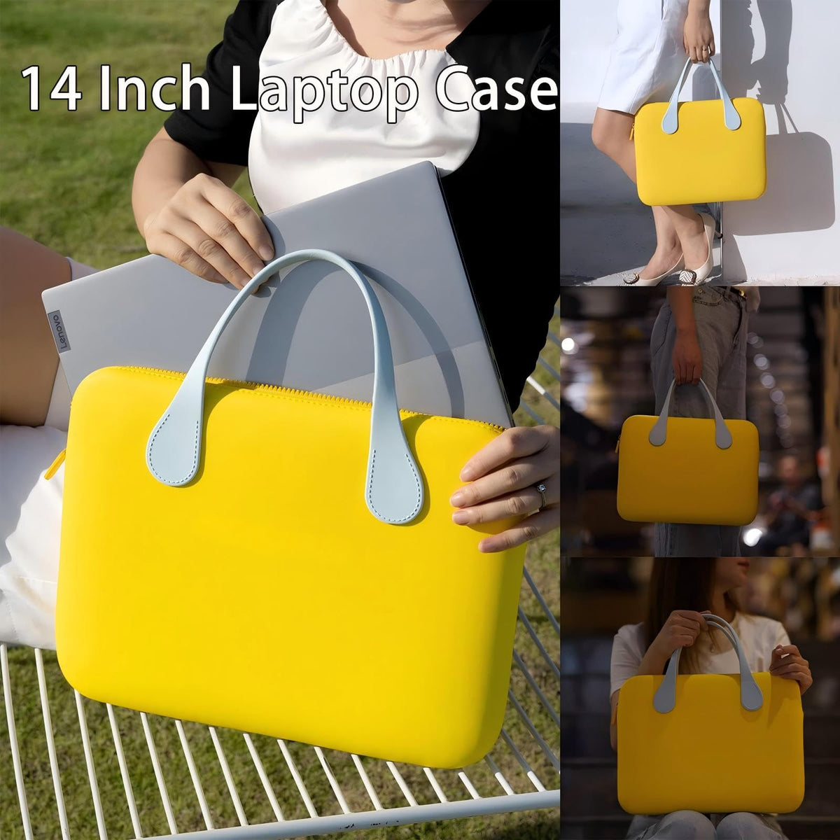 TERRIFI Laptop Bag, 35.5CM Laptop Case, Computer Bag EVA Waterproof Handlbag Briefcase for MacBook/Dell/MateBook/Lenovo/ASUS Notebook(Yellow)