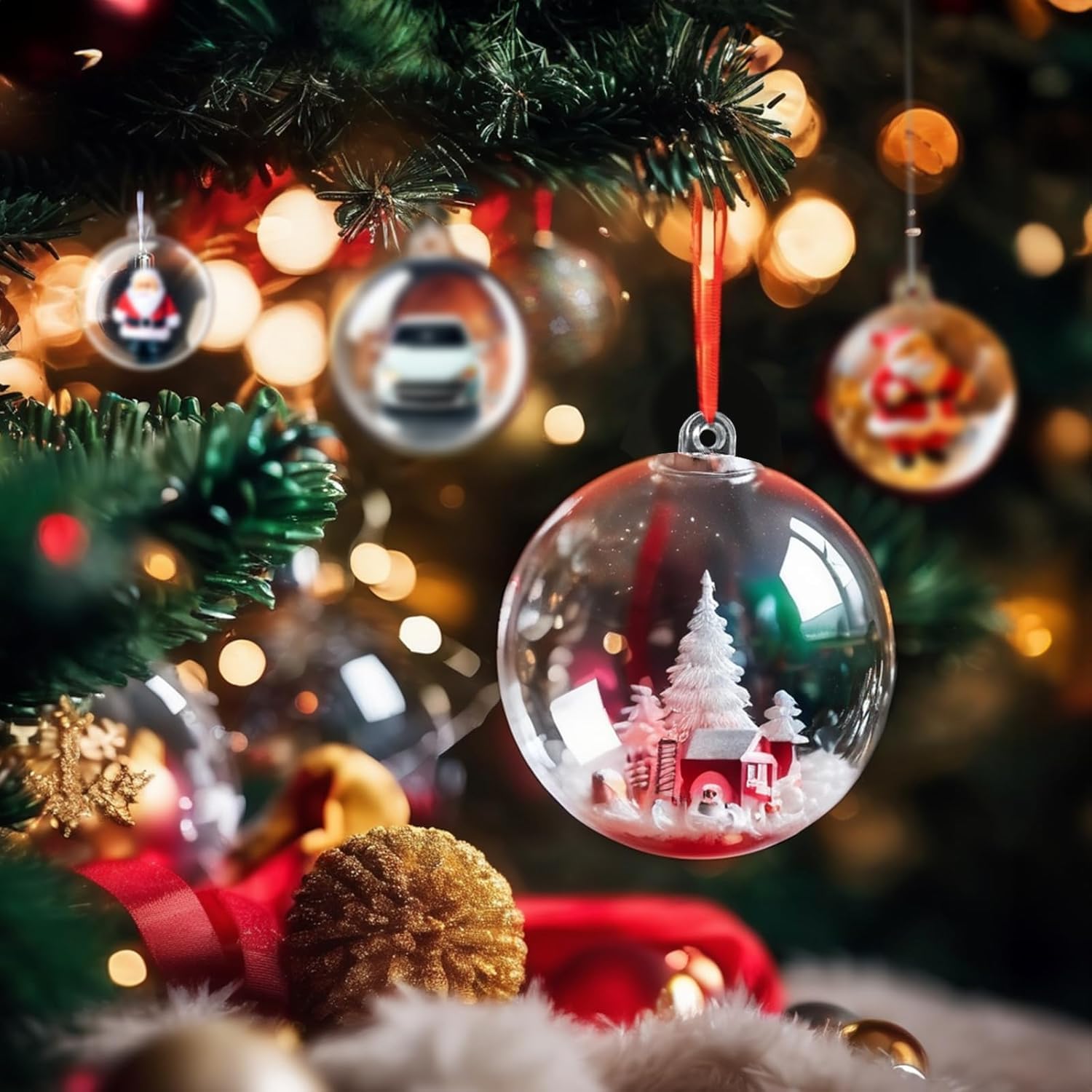 10pcs 2.36''/60mm Christmas Balls Clear Plastic Fillable Baubles Ball for Christmas Tree Ornaments Hanging Pendants Wedding Party Christmas Decorations Navidad, DIY Christmas Ornaments - Medaid International