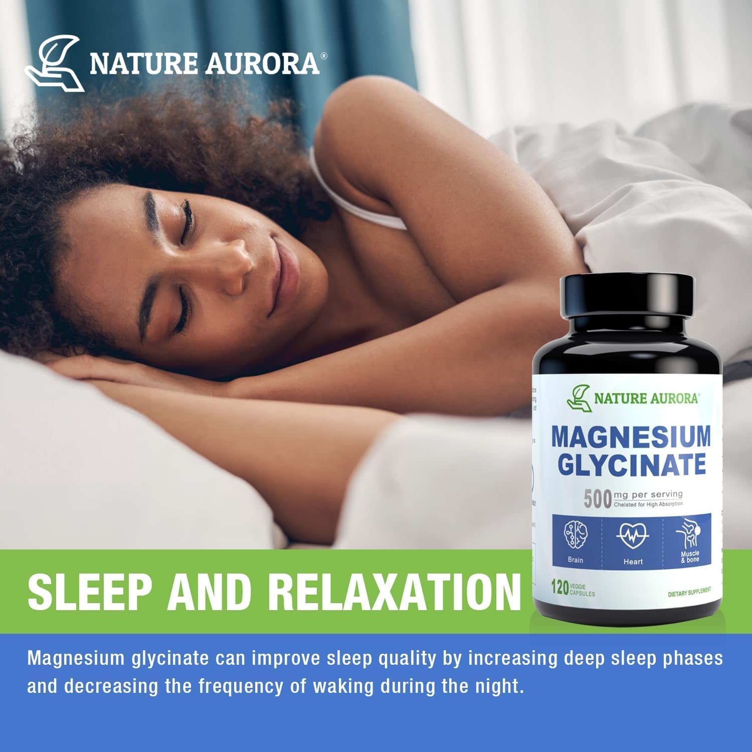 Magnesium Glycinate 500mg Capsules - Chelated High Absorption Magnesium Bisglycinate Supplement for Sleep, Muscle & Heart Support for Women & Men - Pure, Gluten-Free, Non-GMO, 120ct - Medaid International
