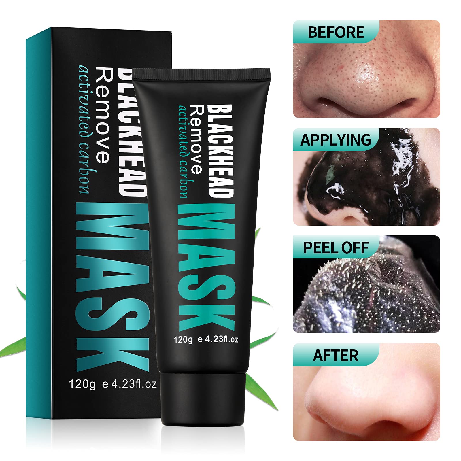 Peel Off Face Mask Blackhead Whiteheads Remover Masks Activated Charcoal Black Mask Purifying Peeling Facial Mask for Nose Pores Removal Reducing Cleansing Acne with Brush and Pimple Extractor Tools - Medaid International