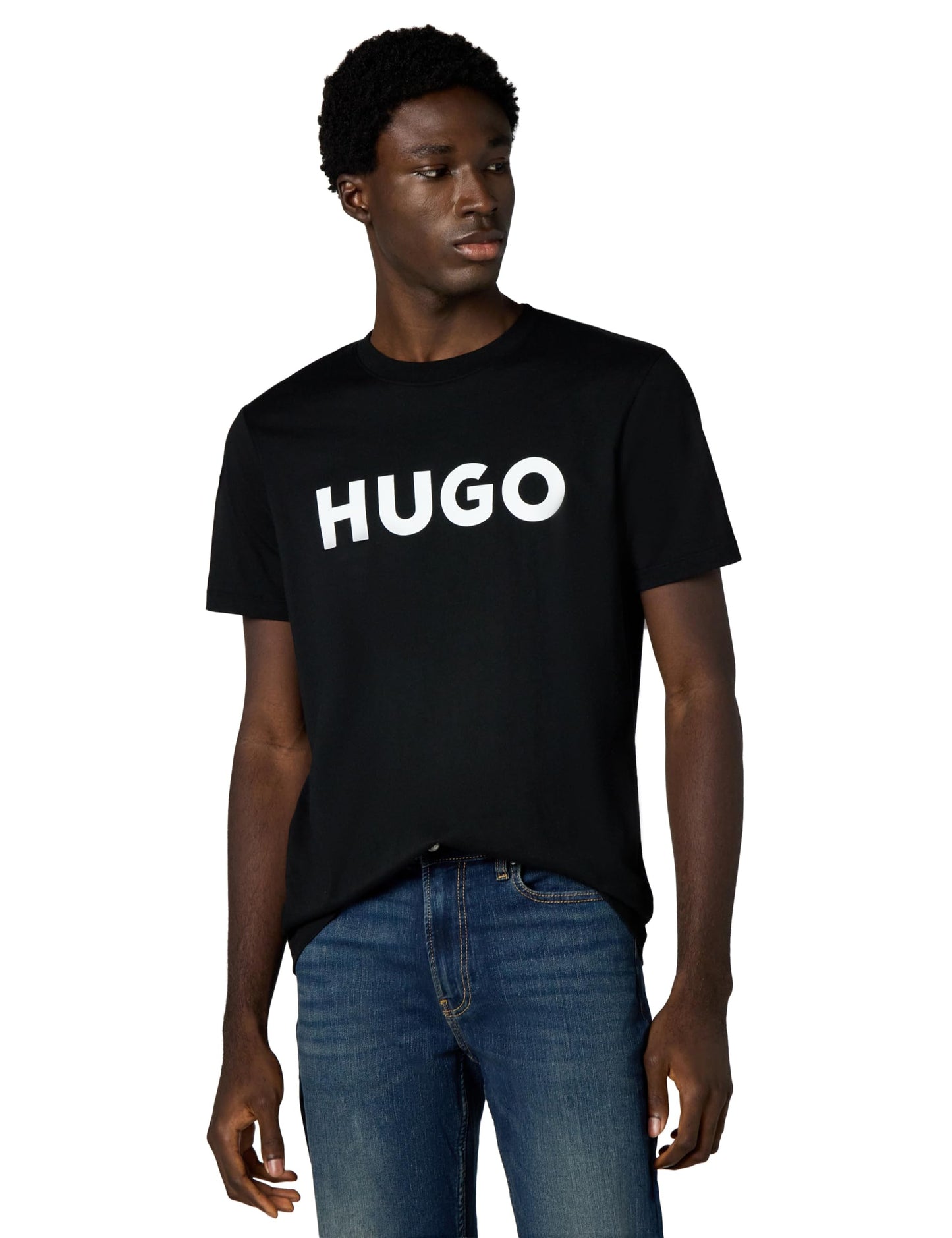 HUGO Mens Print Logo Short Sleeve T-Shirt, Smooth Black, XX-Large US - Medaid International