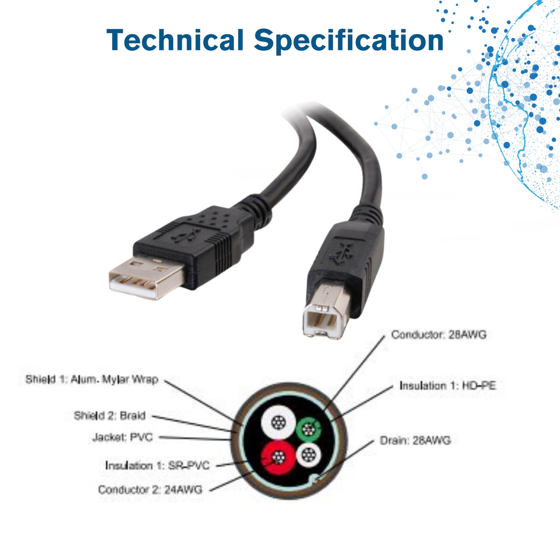 C2G USB Cable, USB 2.0 Cable, USB A to B Cable, 3.28 Feet (1 Meter), Black, Cables to Go 28101 - Medaid International