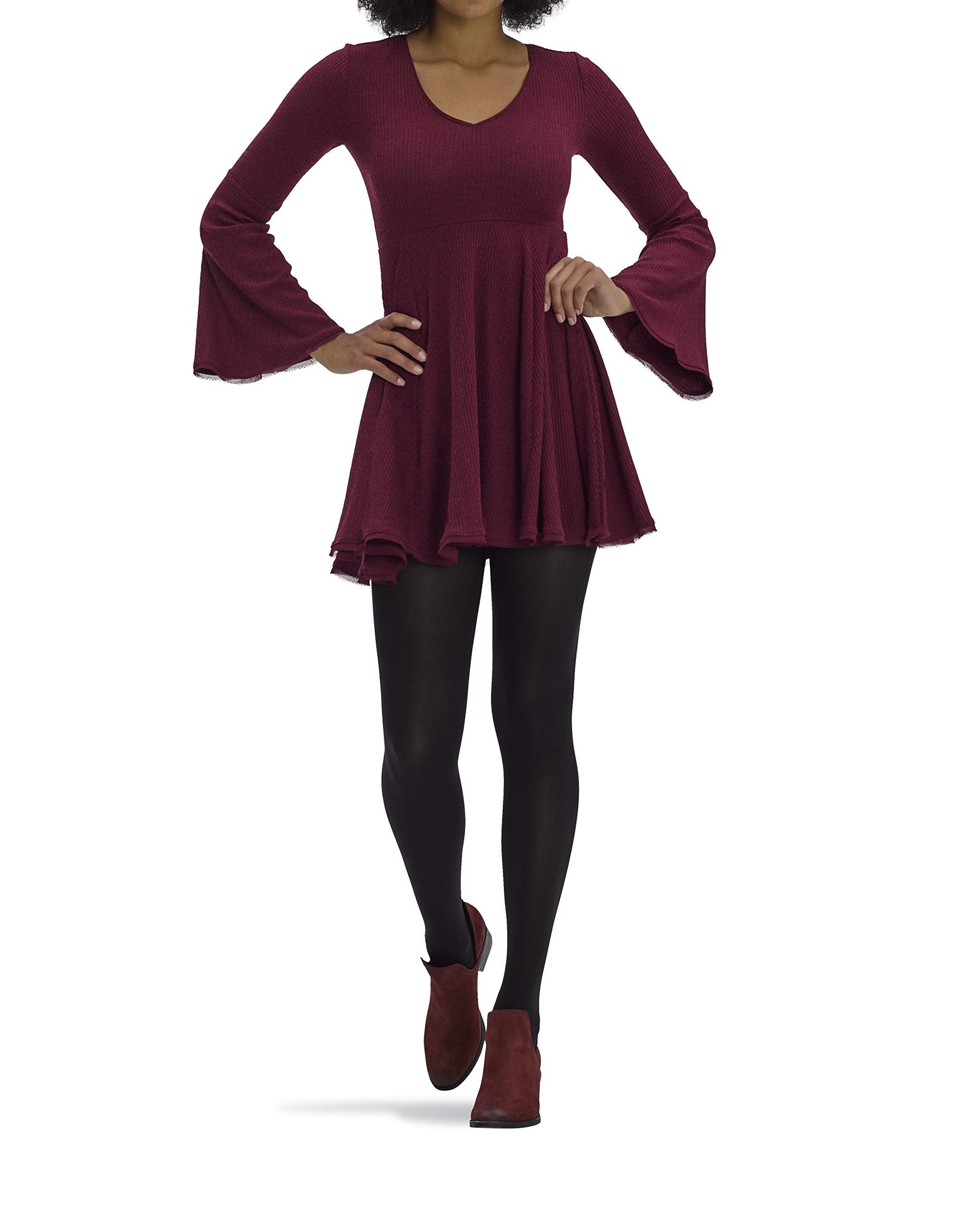 No nonsense Women's Super Opaque Control-Top Tights, Black/Black, Large - Medaid International