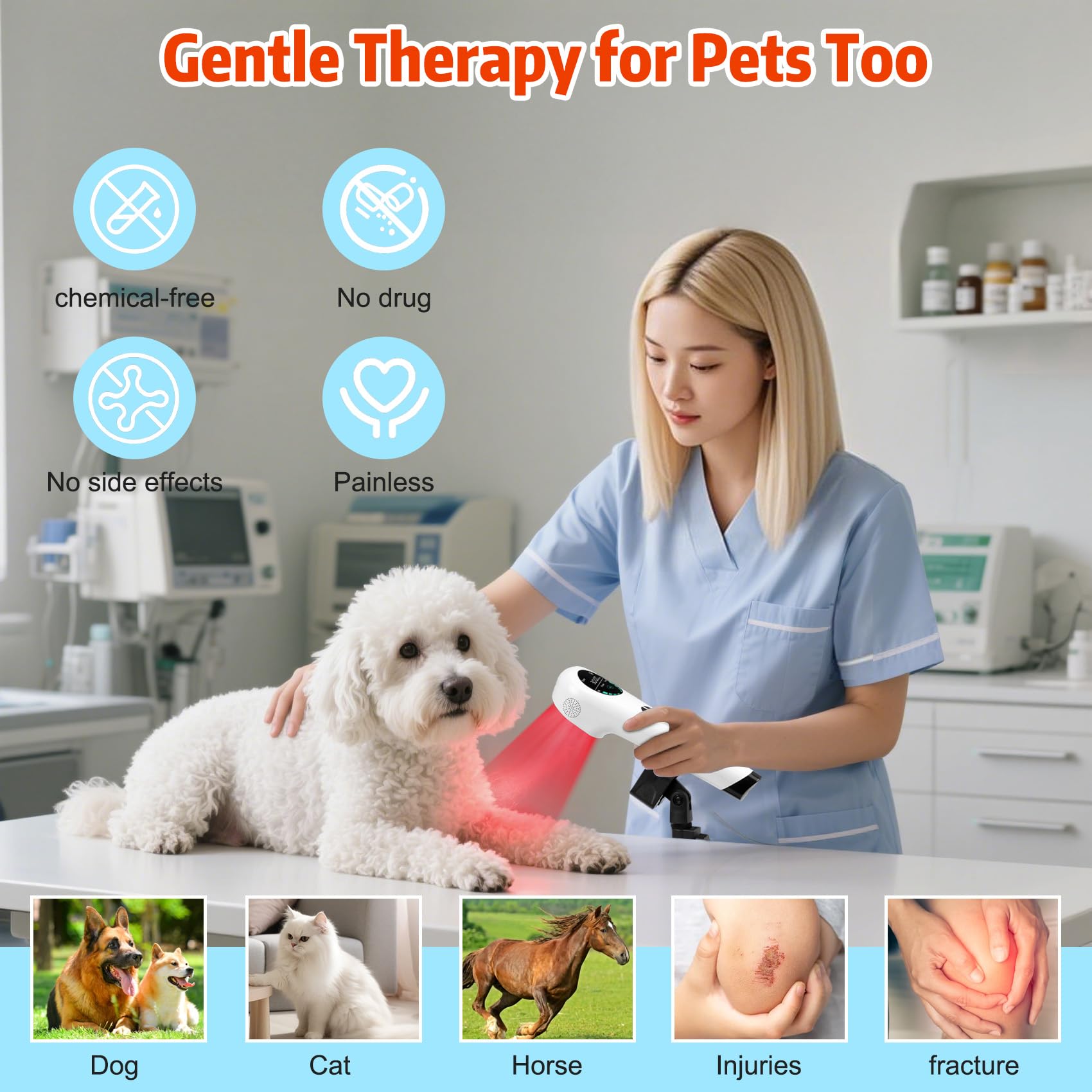 Upgrade Handheld Red Light Therapy Devices with Stand - 4*808nm & 14*650nm Dual Wavelength, Cold Laser Therapy Device for Muscle & Joint Pain Relief, Portable Cold Light Laser Therapy for Human & Pets - Medaid International