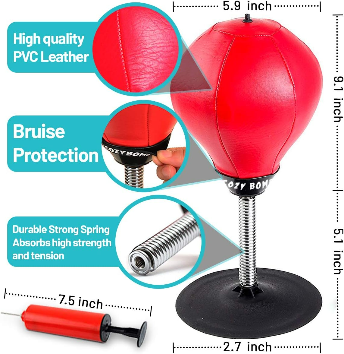 Desktop Punching Bag, [Upgrade, Flexibility] Boxing Bag Speed Balls Boxing High - Black color - Medaid International