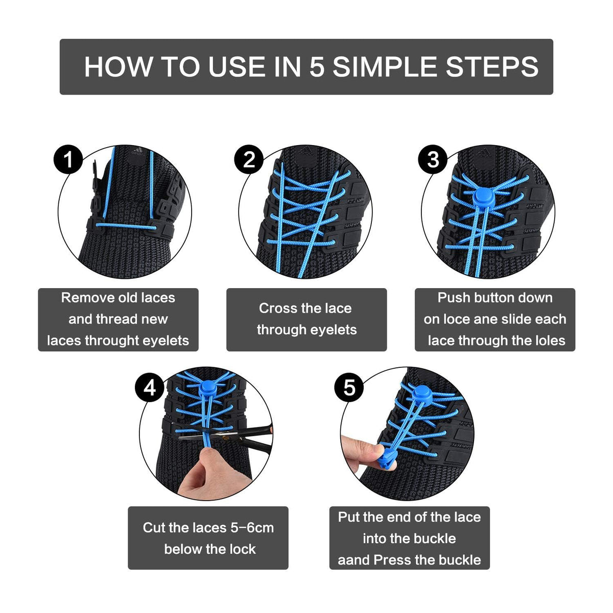 KASTWAVE 3 Pairs Elastic No Tie Shoe Laces - Tieless Stretch Shoelaces with Strong Lock, One Size Fits All for Kids & Adults, Ideal for Sneakers